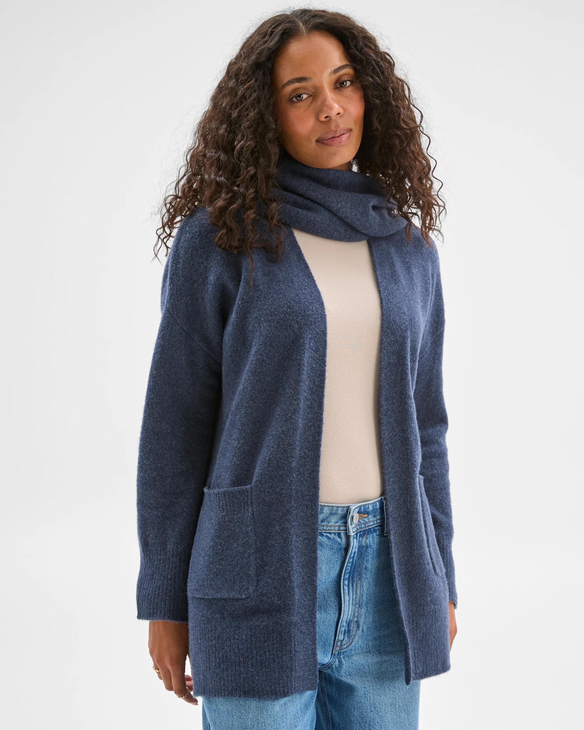 1 Target Woman Supersoft Edge To Edge Cardigan NAVY MARLE, 1 of 6