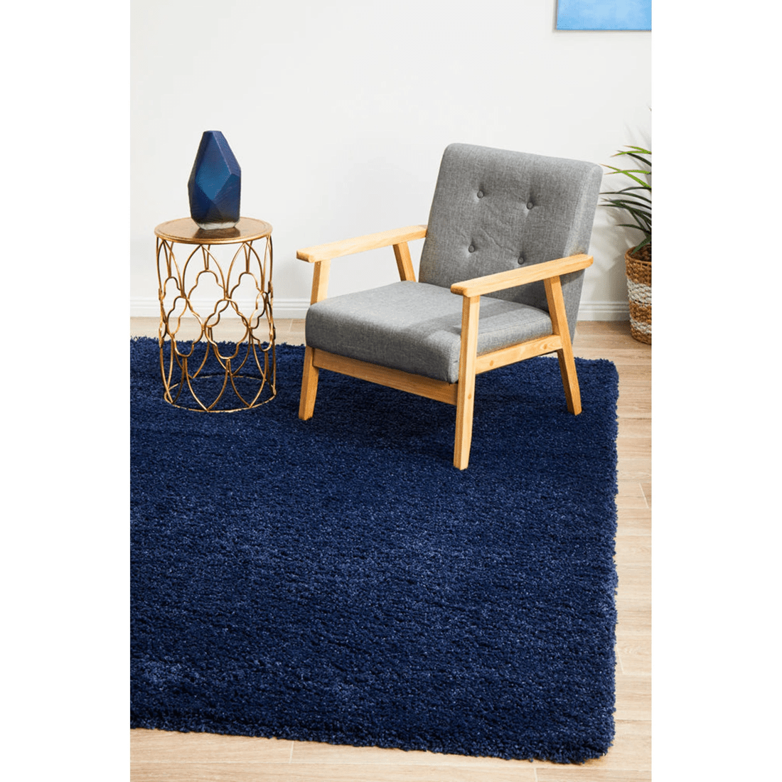 4 Rug Culture Laguna Denim Shag Rug - Navy Blue, 40 mm Polypropylene, Made in Turkey - Blue, 4 of 9