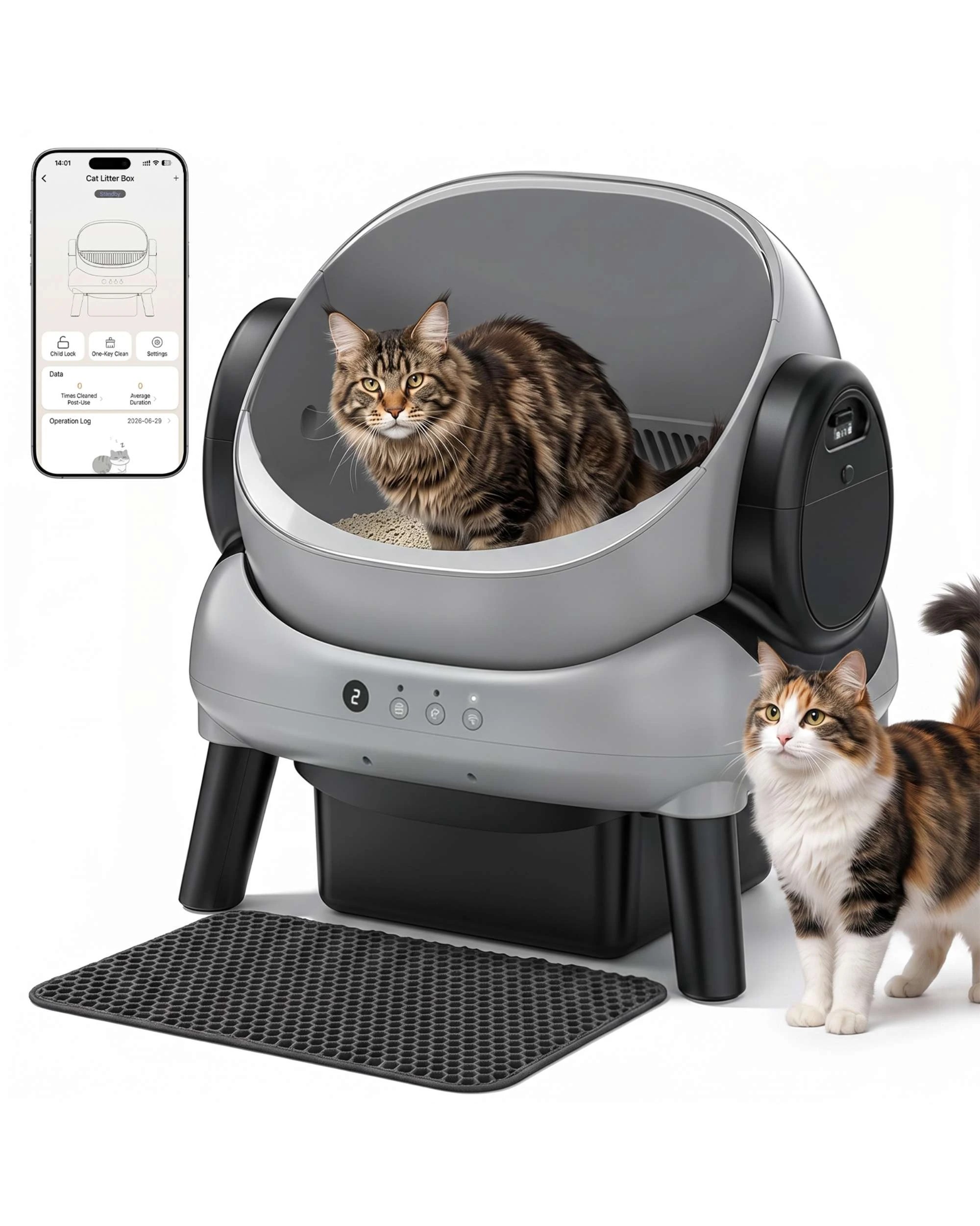 2 Advwin Automatic Open‑Top Cat Litter Box, Self‑Cleaning Design with APP Control, 2 of 10