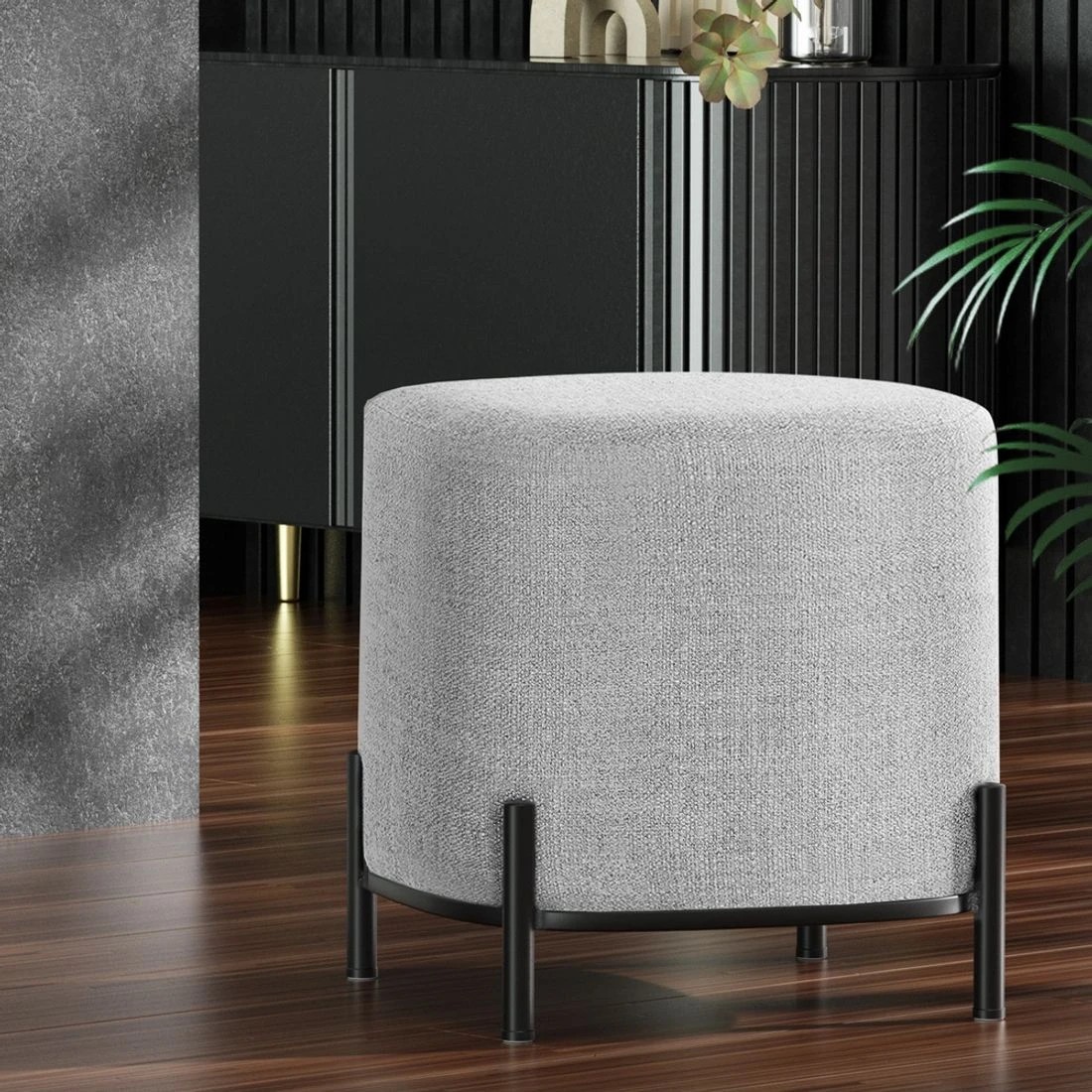 3 Artiss Ottoman Foot Stool Square Linen - Grey, 3 of 7