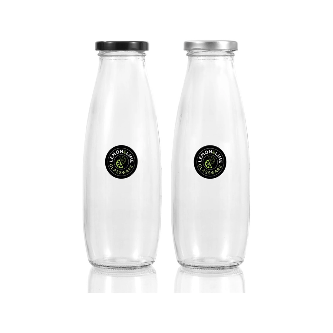 5 Lemon & Lime 450ml Glass Milk Bottle Container Storage W/ Screw Top Lid Assorted
 - Multi, 5 of 5