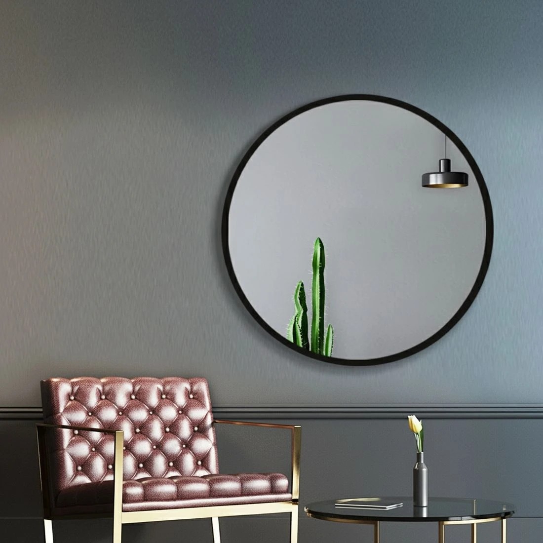 6 Embellir Wall Mirror Makeup 50cm Home Decor Framed Mirrors Bathroom Round - Multi, 6 of 6