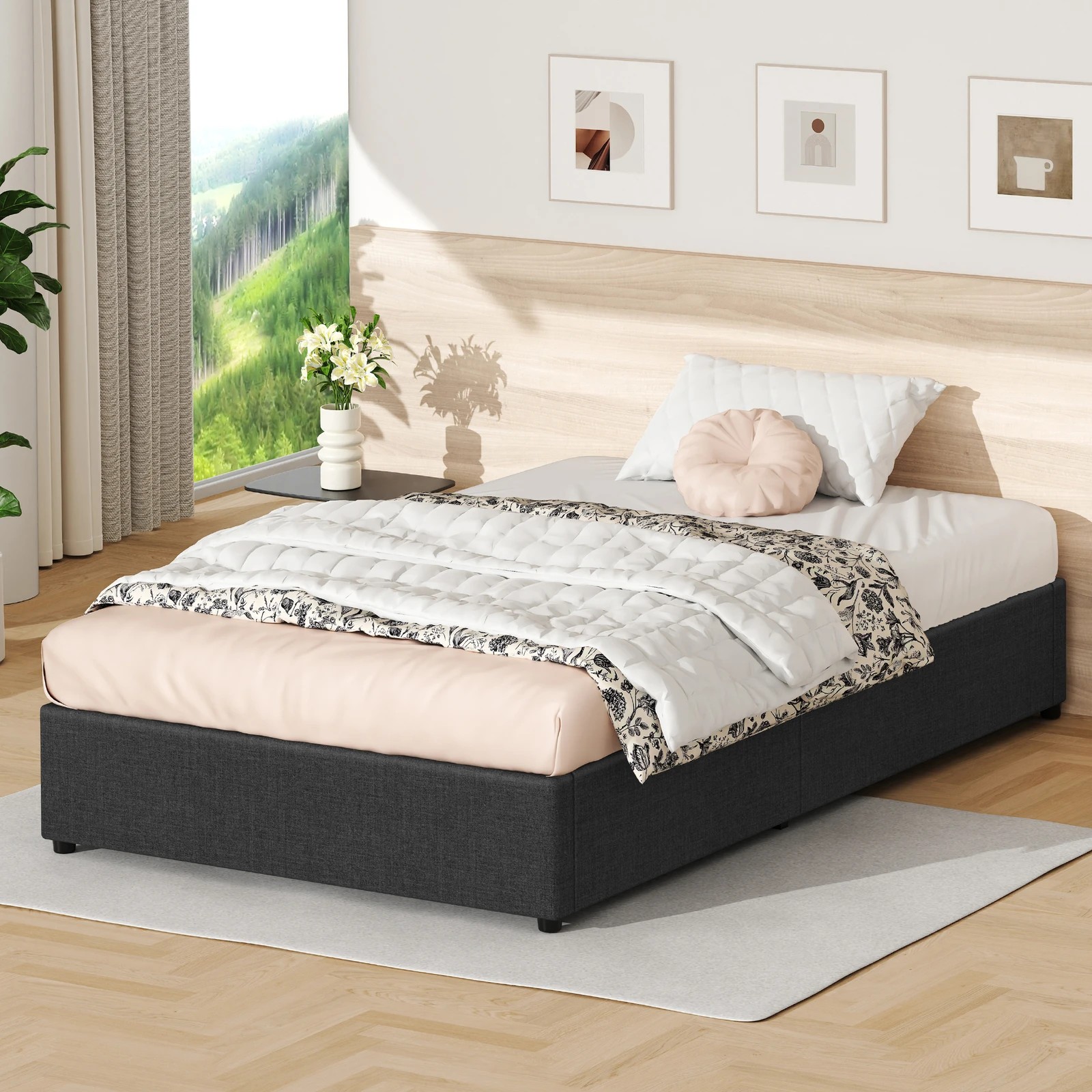 5 Alfordson Bed Frame Single Size Gas Lift Storage Mattress Base Barlow - Charcoal, 5 of 10