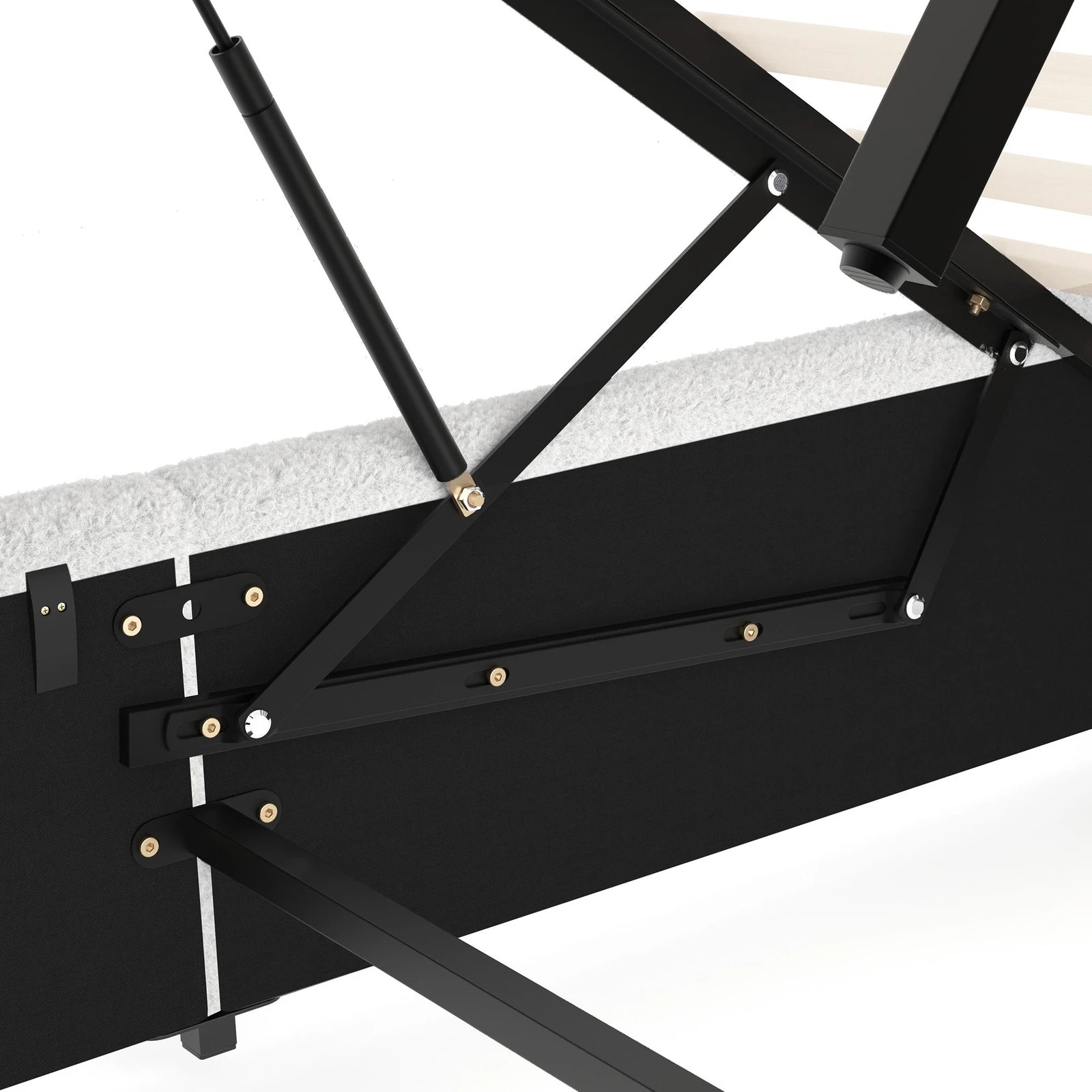 5 Alfordson Bed Frame Double Size Gas Lift Storage Base Wooden Boucle Milton - White, 5 of 10