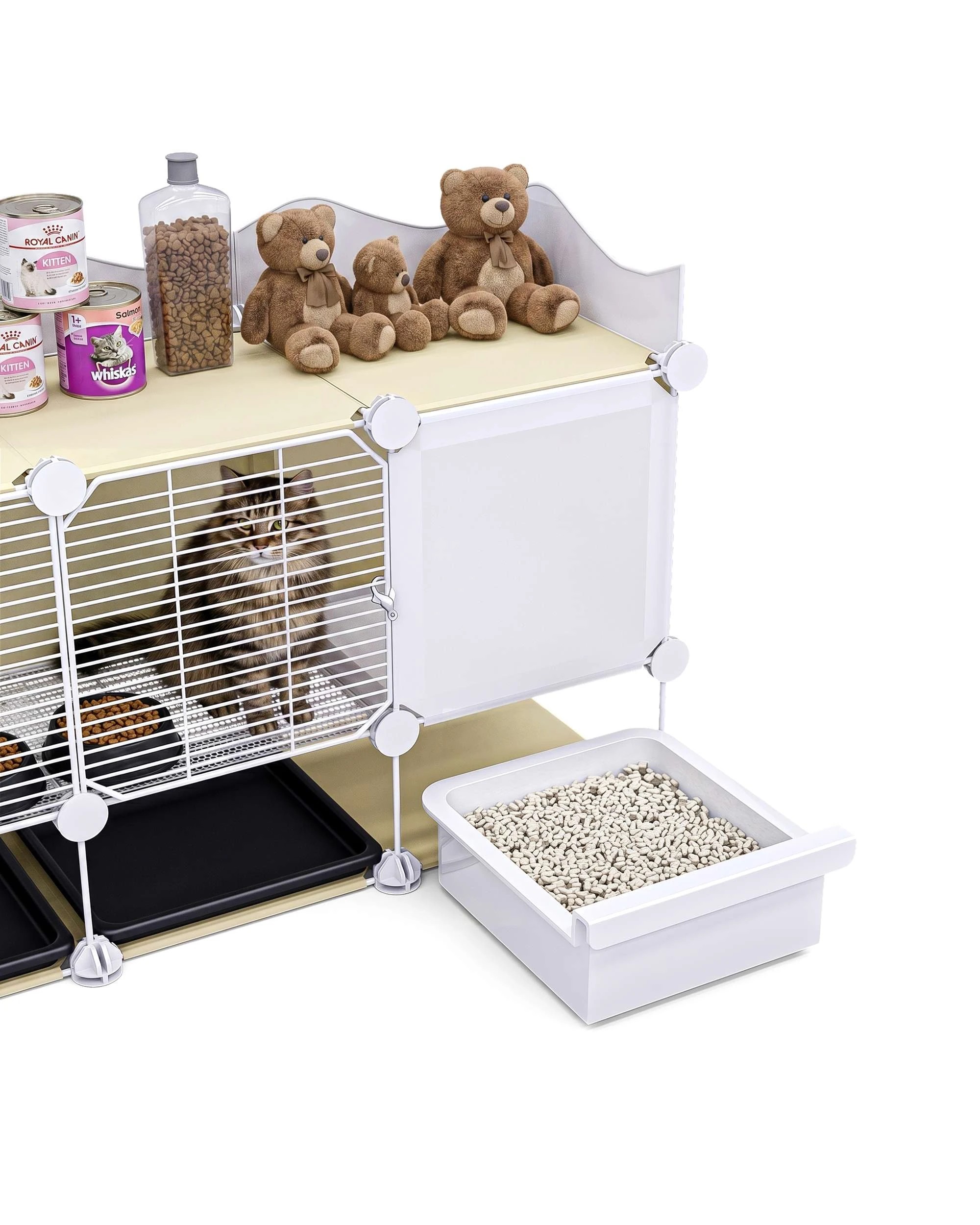 7 Advwin Cat Cage with Cat Litter Box DIY Cat Enclosures Cat Condo House, 7 of 9