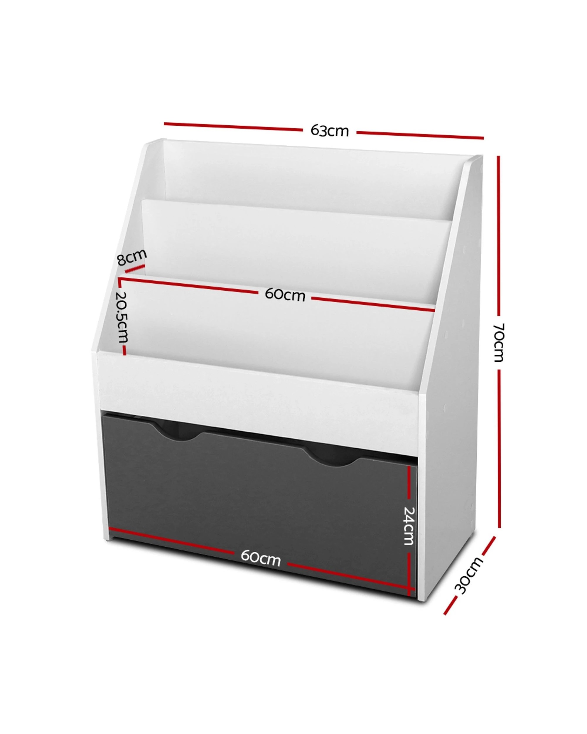 2 Keezi 3 Tiers Kids Bookshelf Magazine Rack Children Bookcase Organiser Storage
 - White, 2 of 3