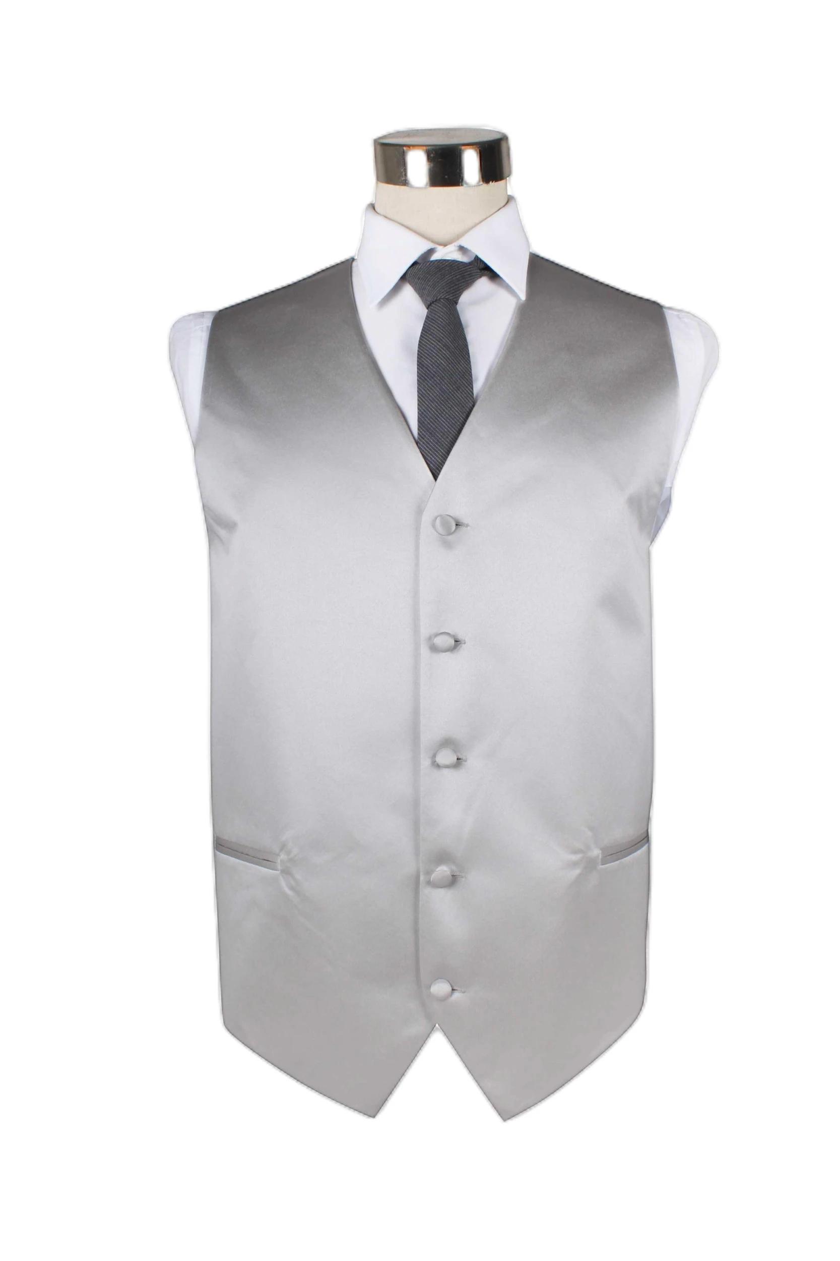 1 Zasel Mens Plain Vest Waistcoat SILVER, 1 of 1