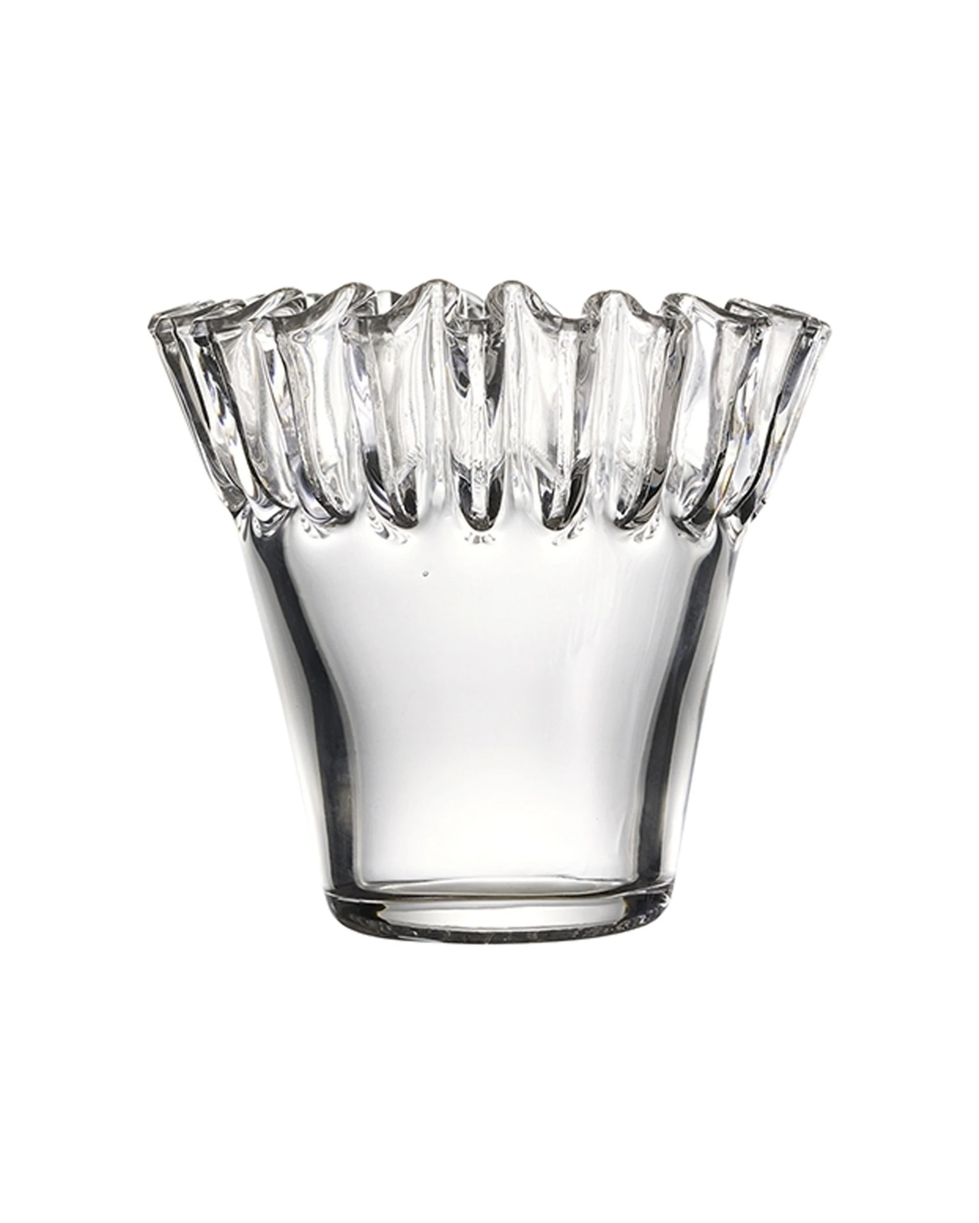 1 Ecology Tousle Decorative Edges Fluted Flower Vase 14cm Soda Glass - White, 1 of 1
