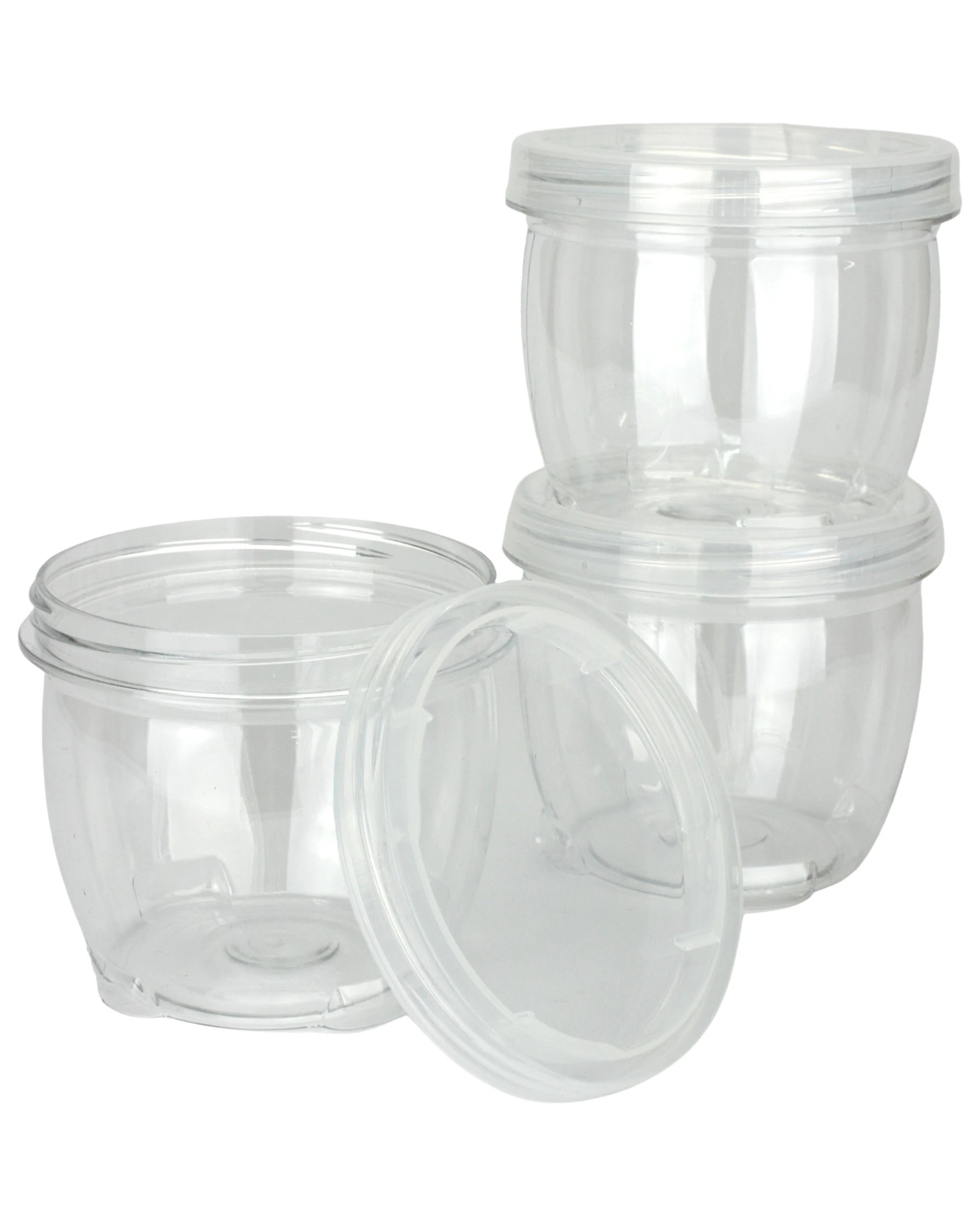 1 Lemon & Lime Twist Lock Stacking Containers 360ml Pack of 3 - Clear, 1 of 3