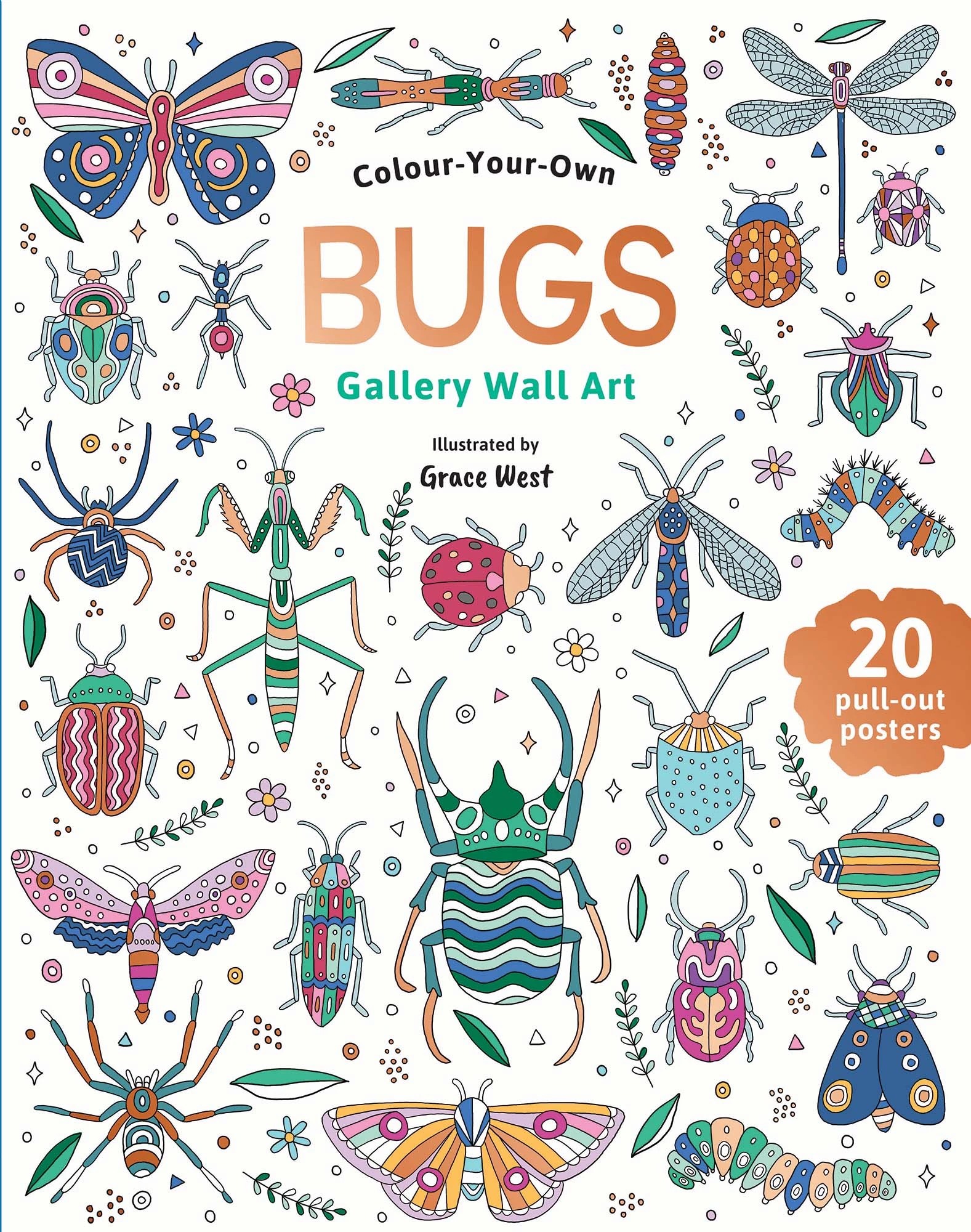 1 Colour-Your-Own Gallery Wall Art: Bugs - Book, 1 of 5
