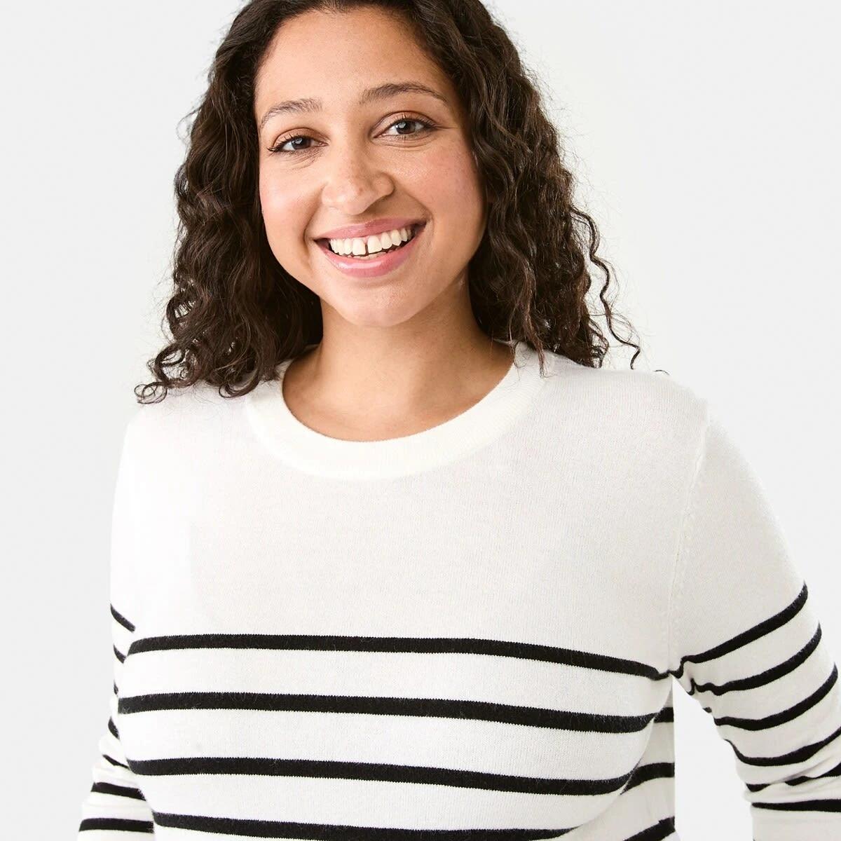 4 Crew Neck Lightweight Jumper Blk Strp, 4 of 7