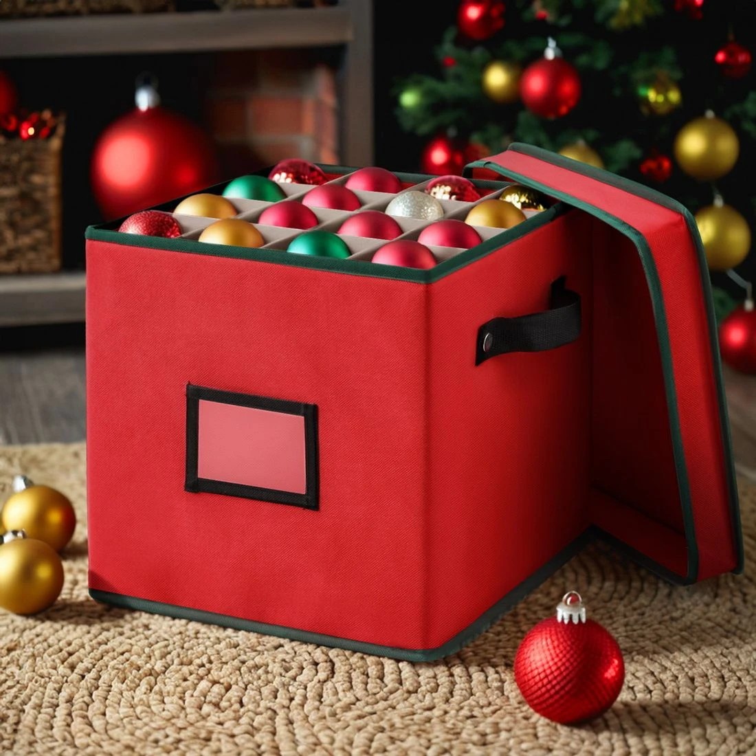 1 Jingle Jollys Christmas Baubles Storage Box 64 Dividers Xmas Ornaments Container
 - Red, 1 of 7