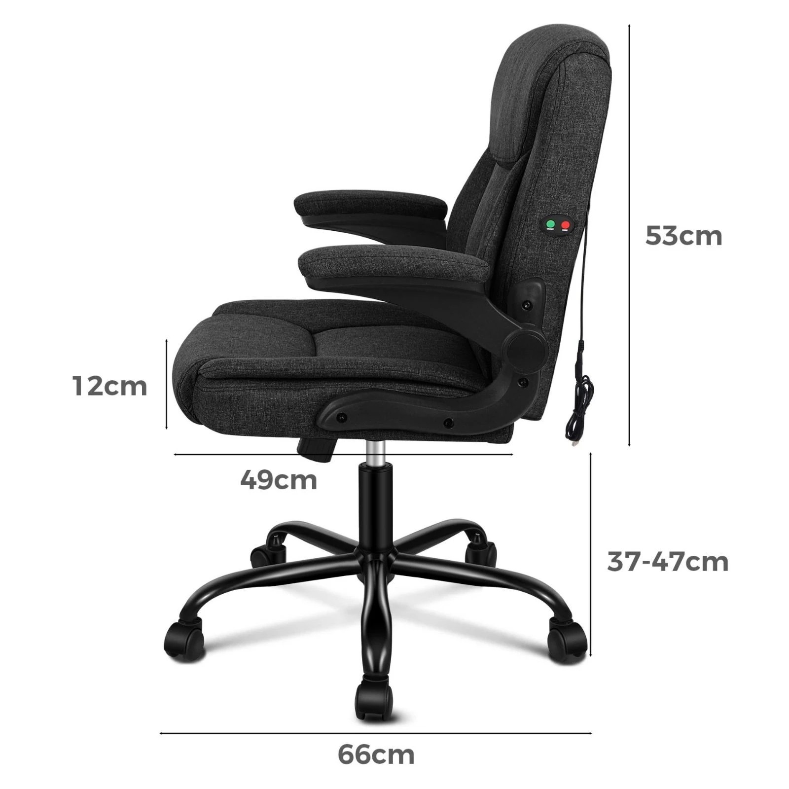 5 Alfordson Massage Office Chair Executive Computer Gaming Seat Linen Fabric - Black, 5 of 10