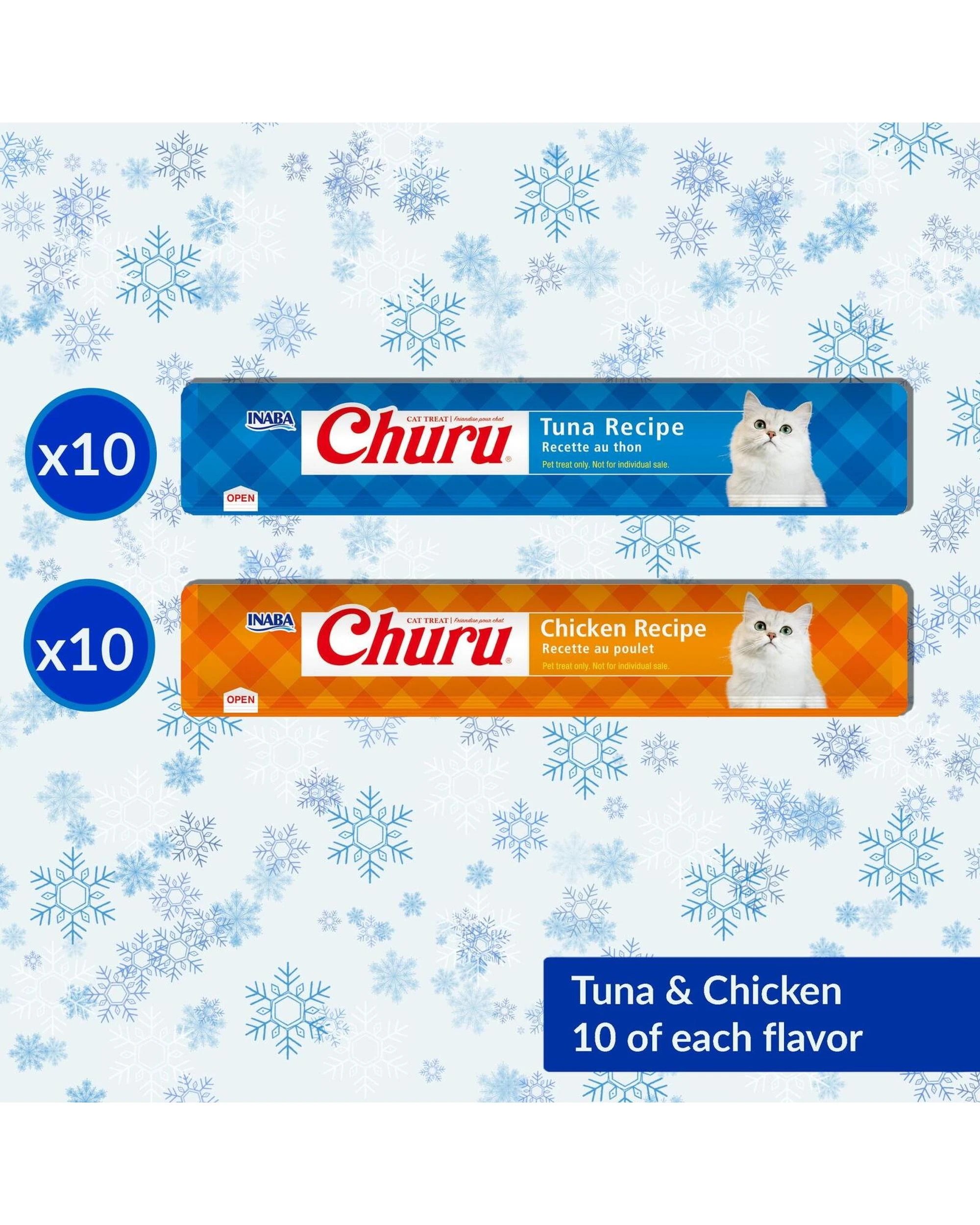 3 Inaba Churu Holiday Lickable Cat Treats Tuna & Chicken Variety 20 Pack, 3 of 9
