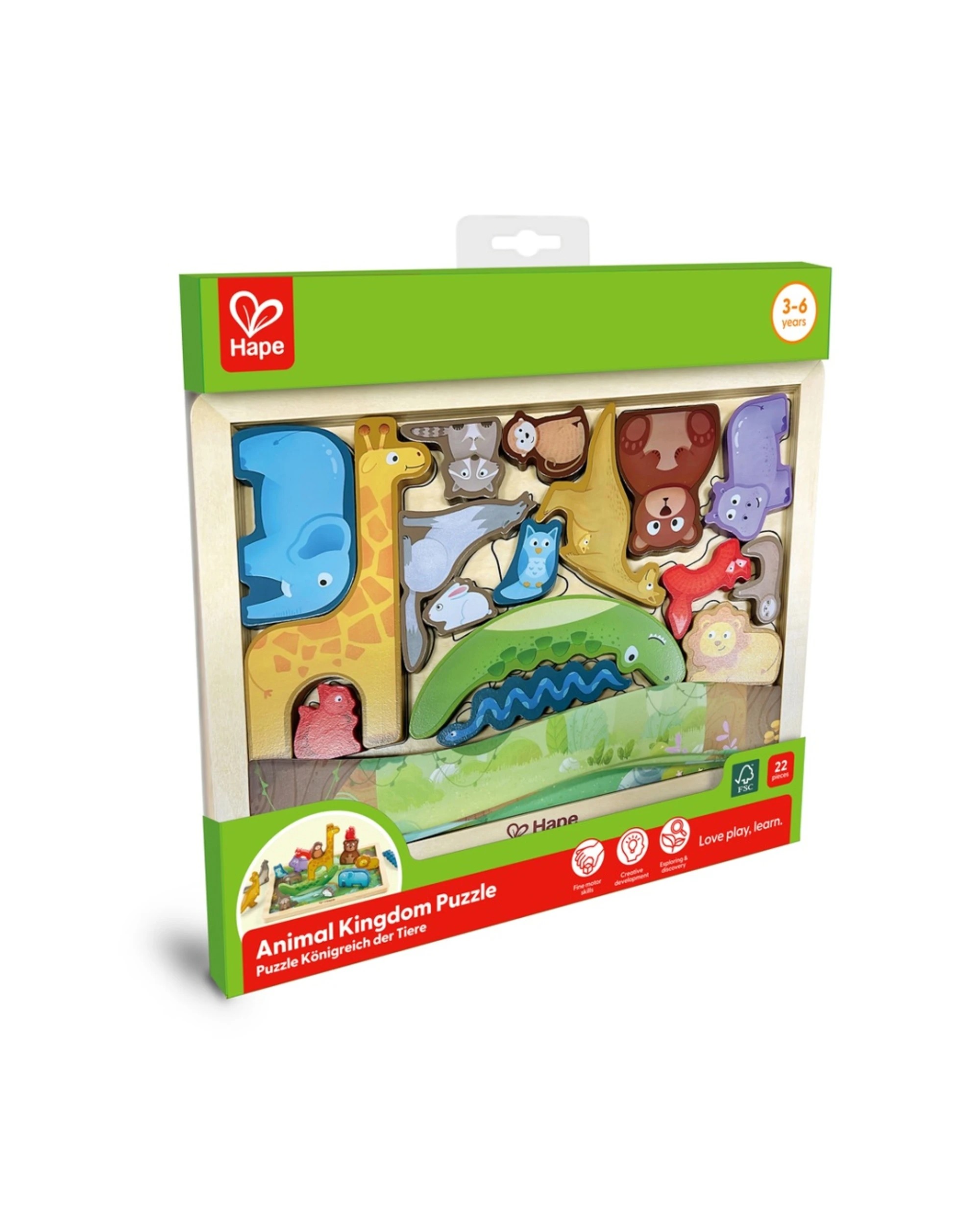 2 Hape Animal Kingdom Puzzle -Functional Wooden Activity Kids - Multi, 2 of 4
