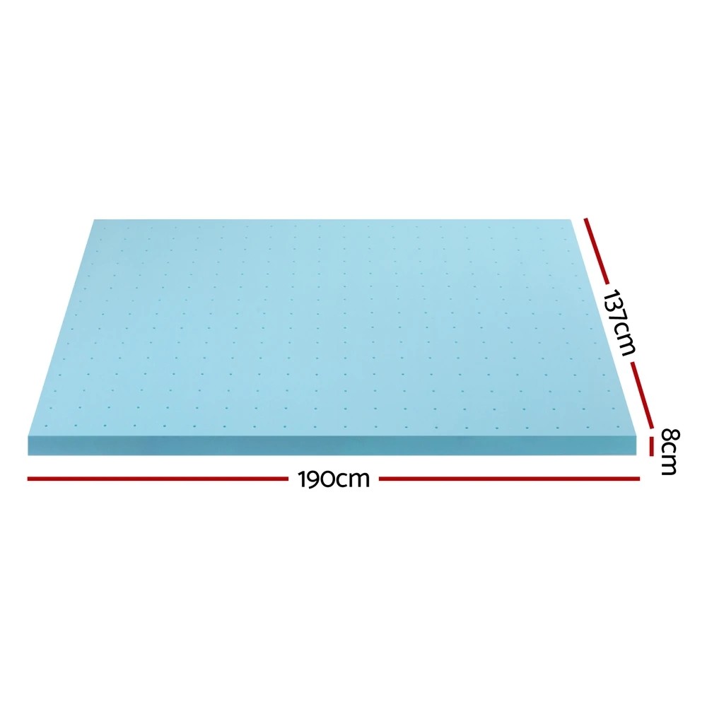 2 Giselle Bedding Memory Foam Mattress Topper Ventilated Cool Gel 8cm Double - Double Bed - Blue, 2 of 7