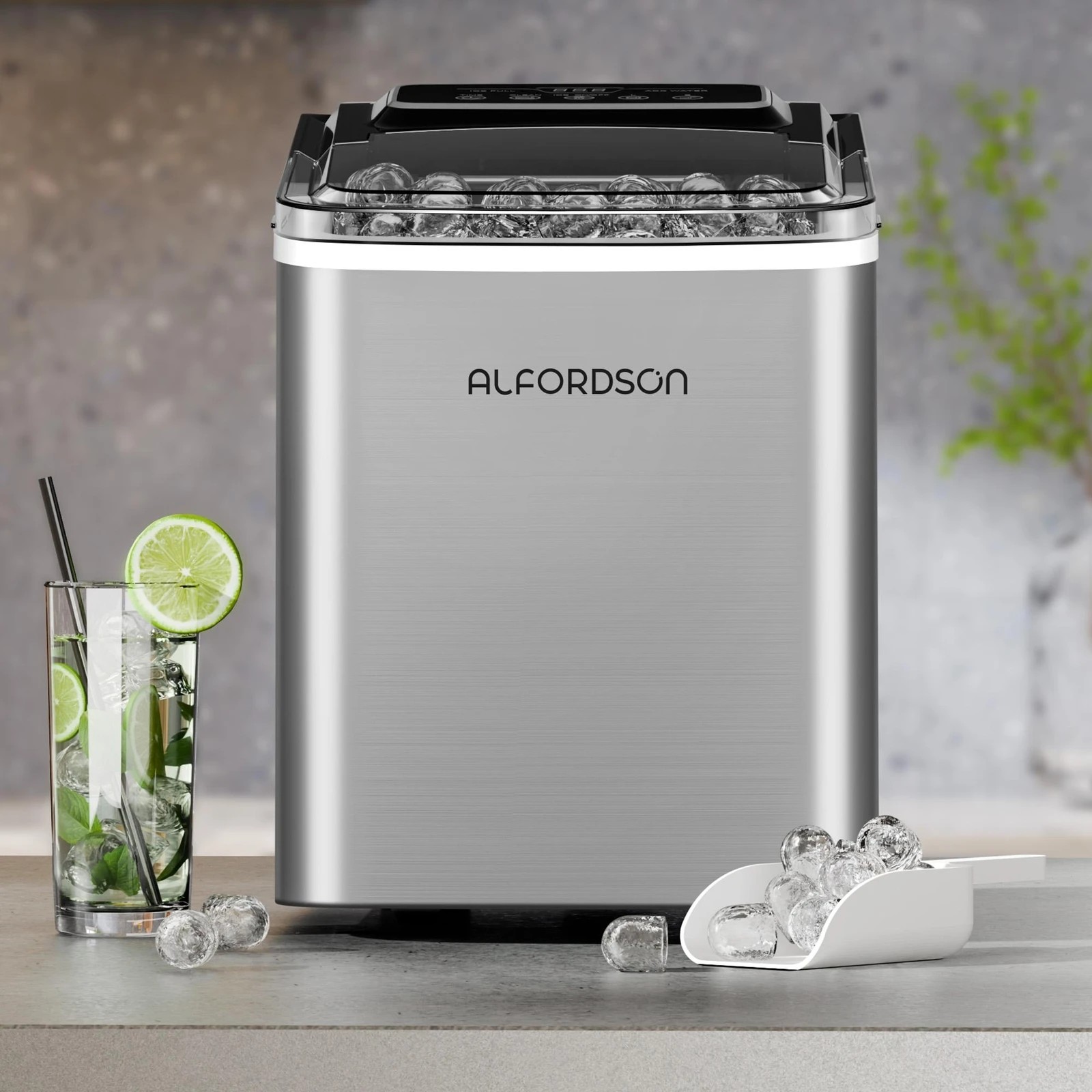 3 Alfordson Portable Ice Maker Machine Commercial 12kg 24hour Timer 2.2L - Silver, 3 of 10