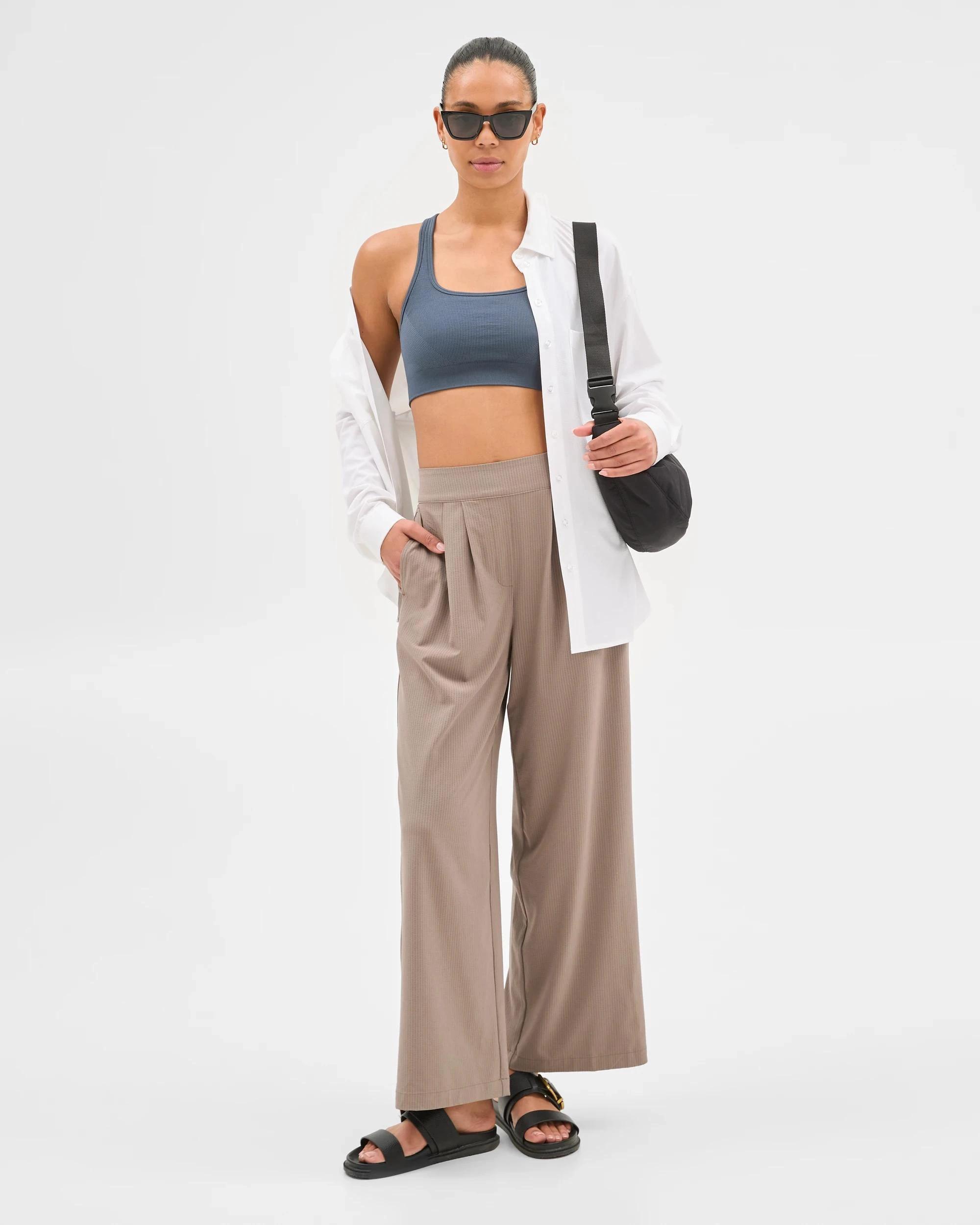 1 Target Active Travel Wide Leg Woven Pants MUSHROOM, 1 of 6