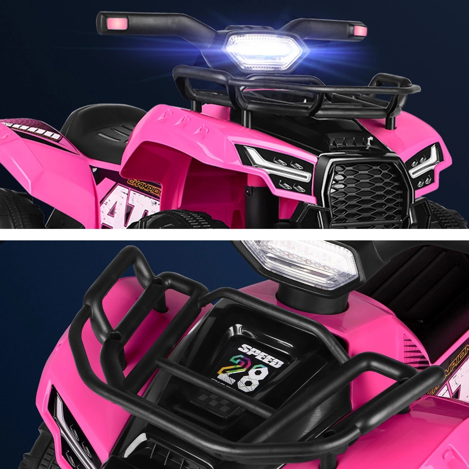 8 Alfordson Kids Ride On Car Electric ATV Toy 25W Motor W/ USB MP3 LED Lights - Pink, 8 of 10