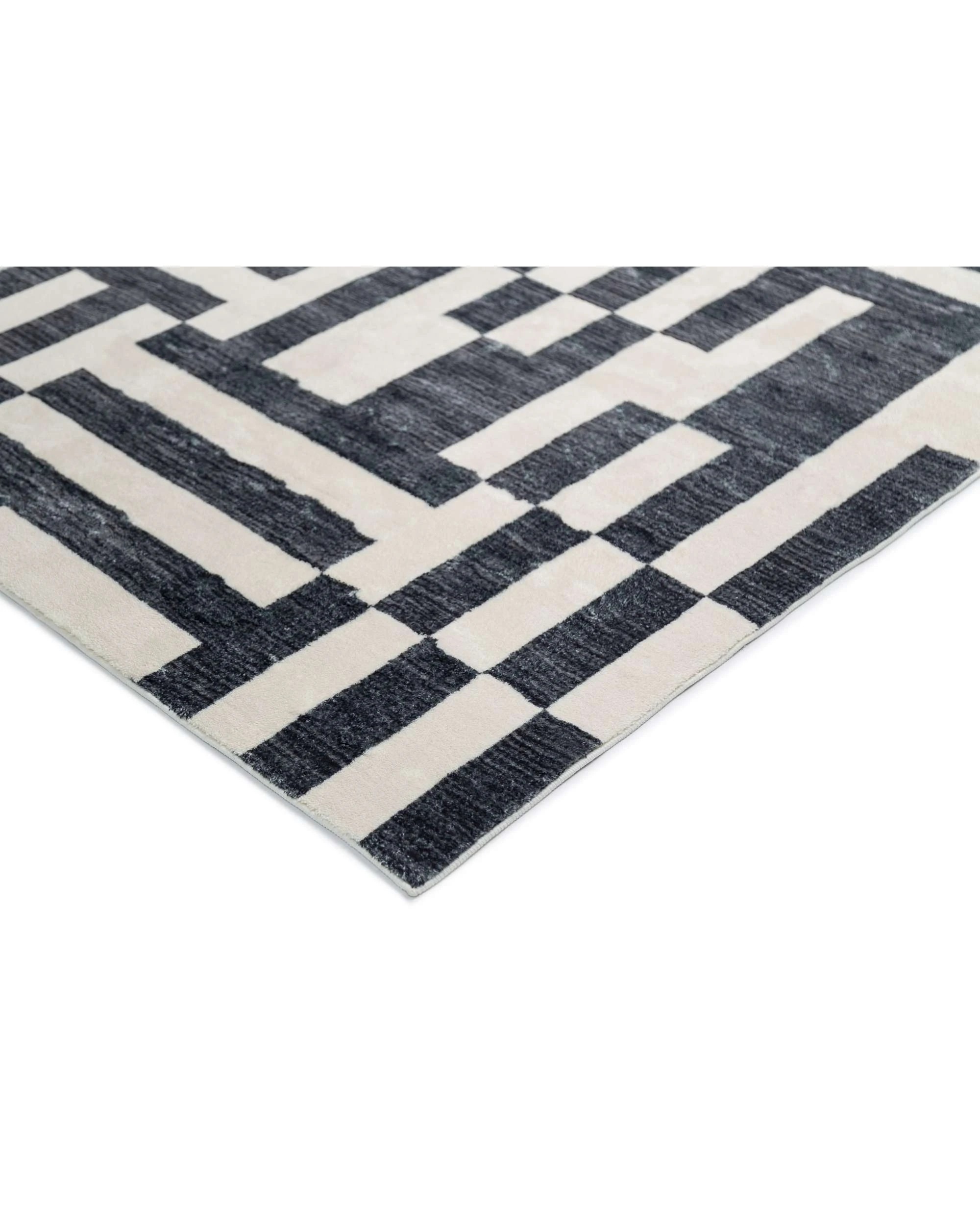 4 Loopsie Emmen Geometric Lines Washable Rug-230cm x 160cm - Black, 4 of 7