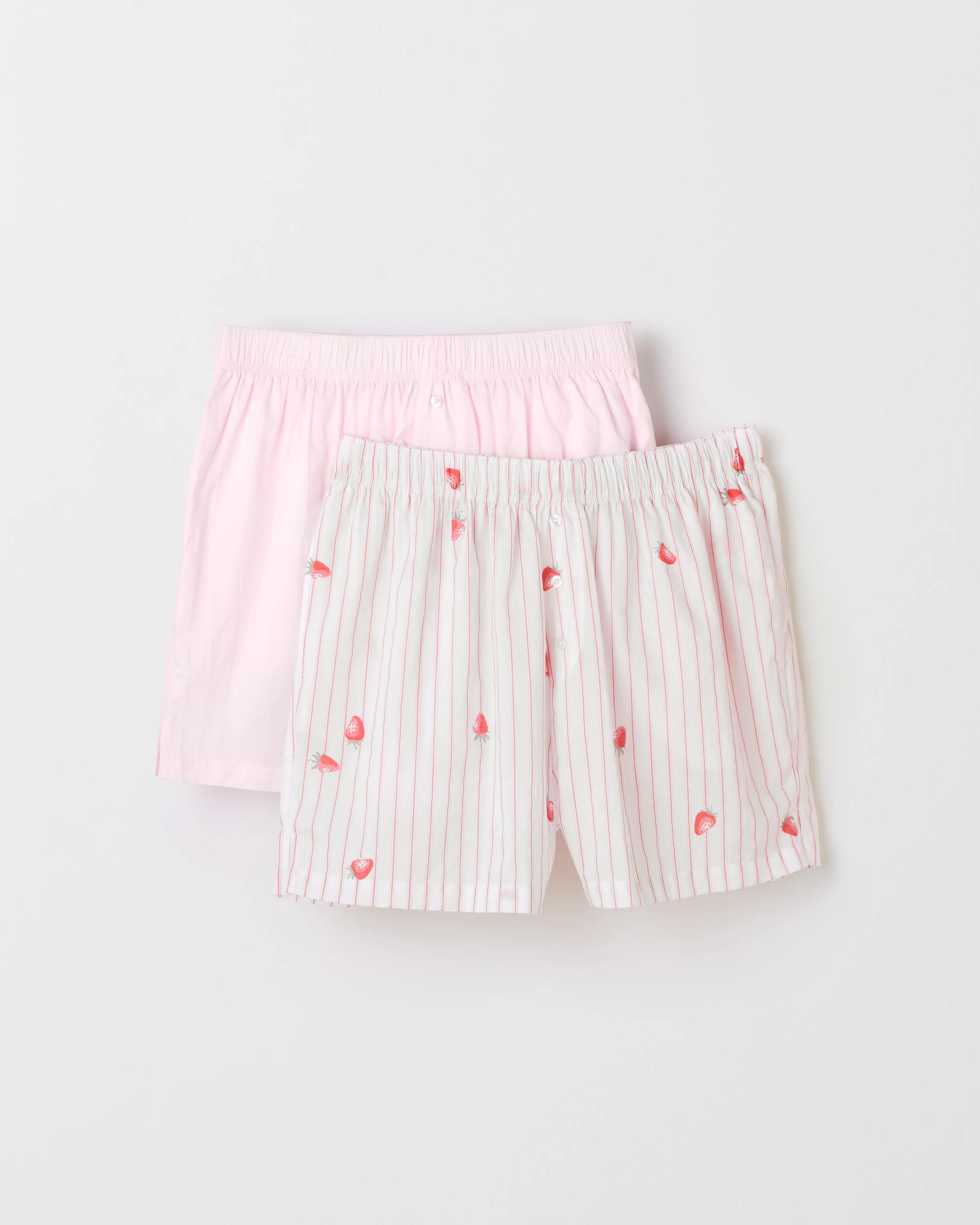 1 Target Australian Cotton Womens Woven Boxer Short 2 Pack STRAWBERRY STRIPE/PINK, 1 of 10