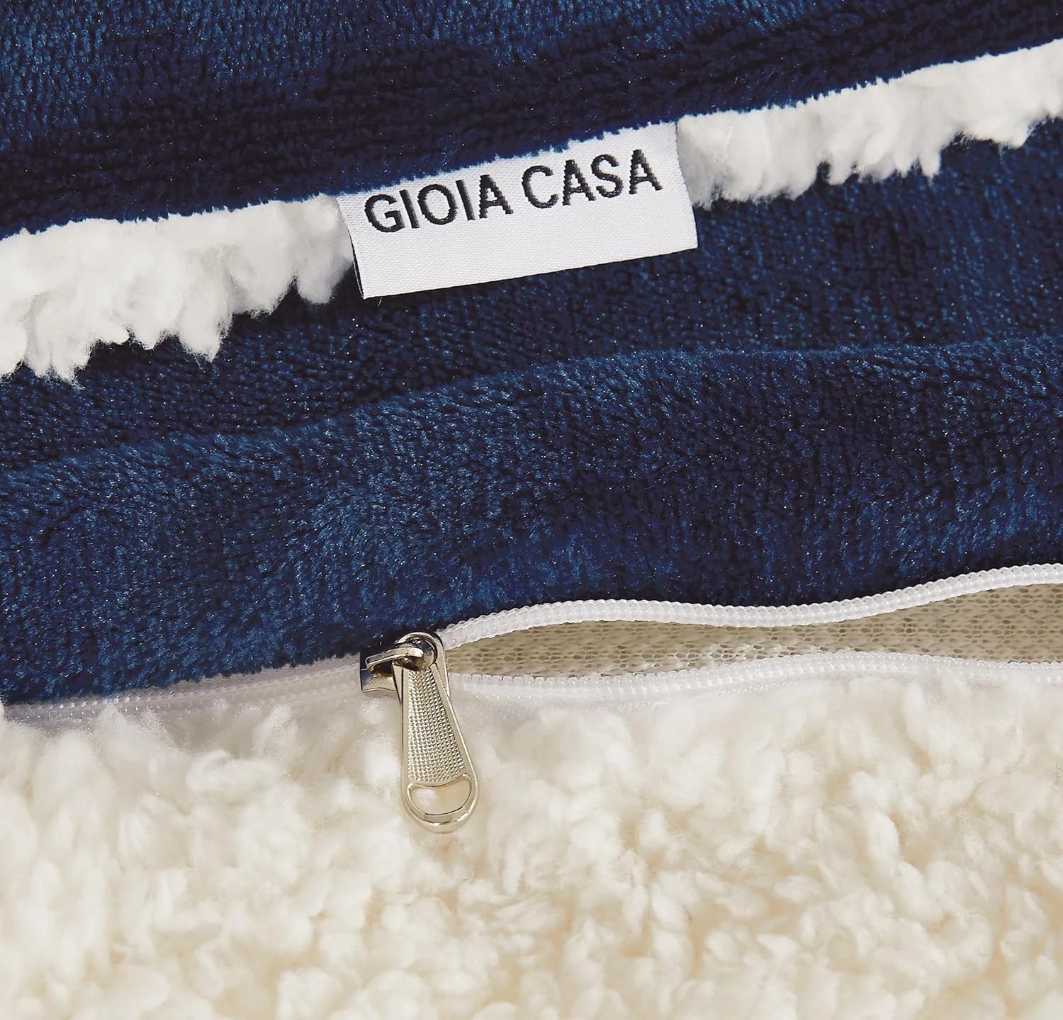 4 Gioia Casa 2-in-1 Teddy Sherpa Quilt Cover Set Warm Reversible - King Bed - Navy Blue, 4 of 8