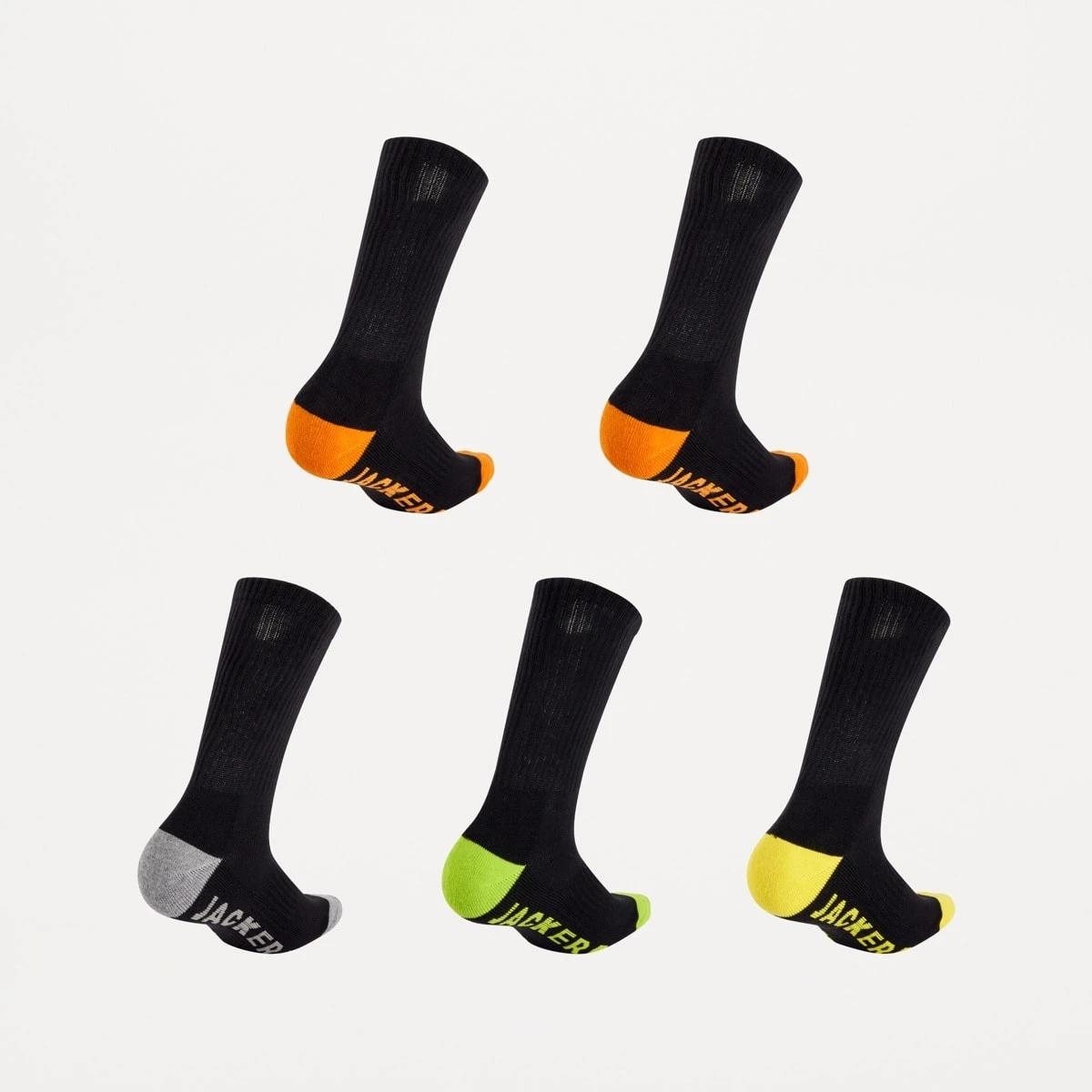 2 5 Pack Work Socks BLACK GREY HI VIS, 2 of 3