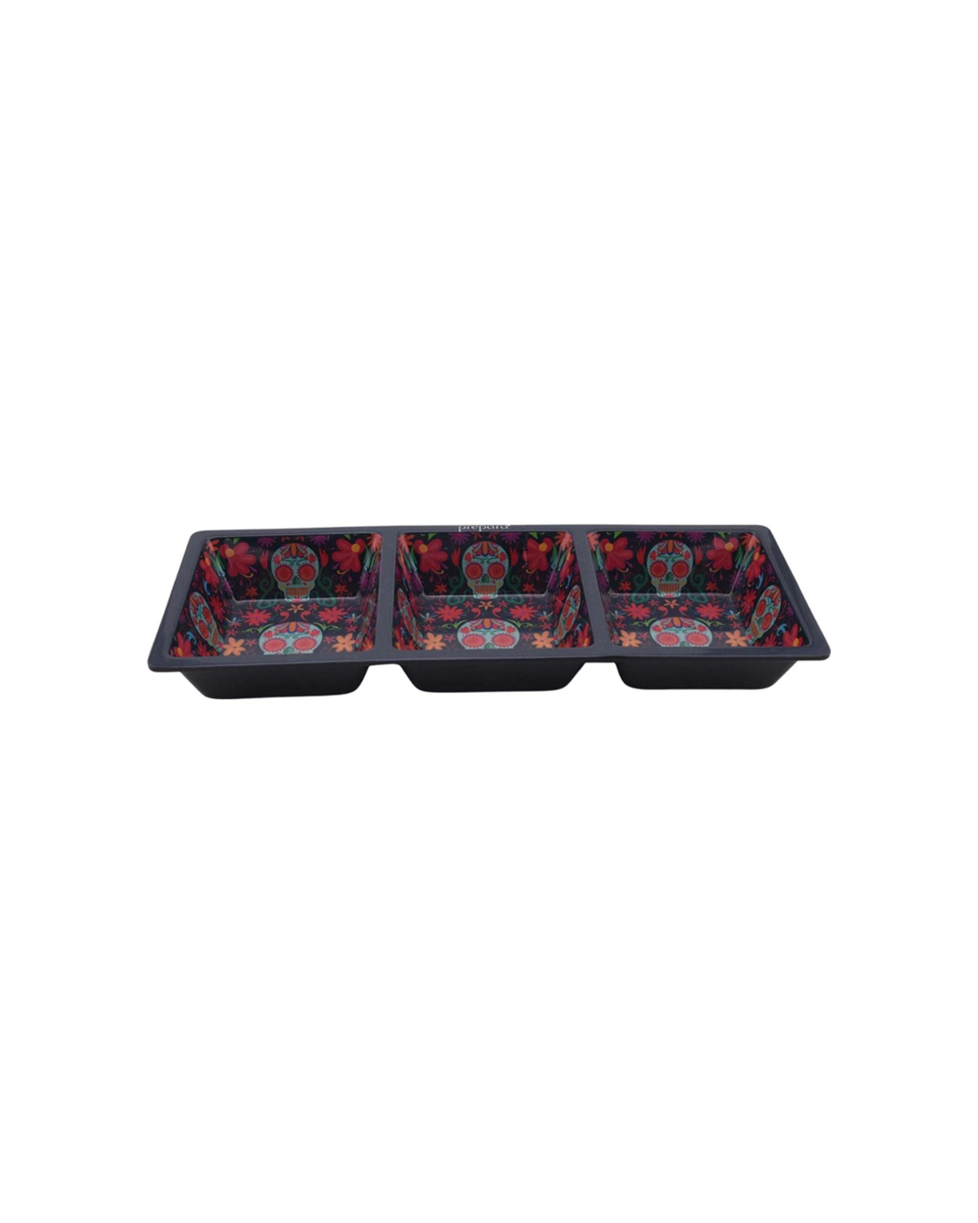 1 Prepara Melamine Three-Section Taco Tray Durable Easy Clean Dishwasher Safe - Black, 1 of 1