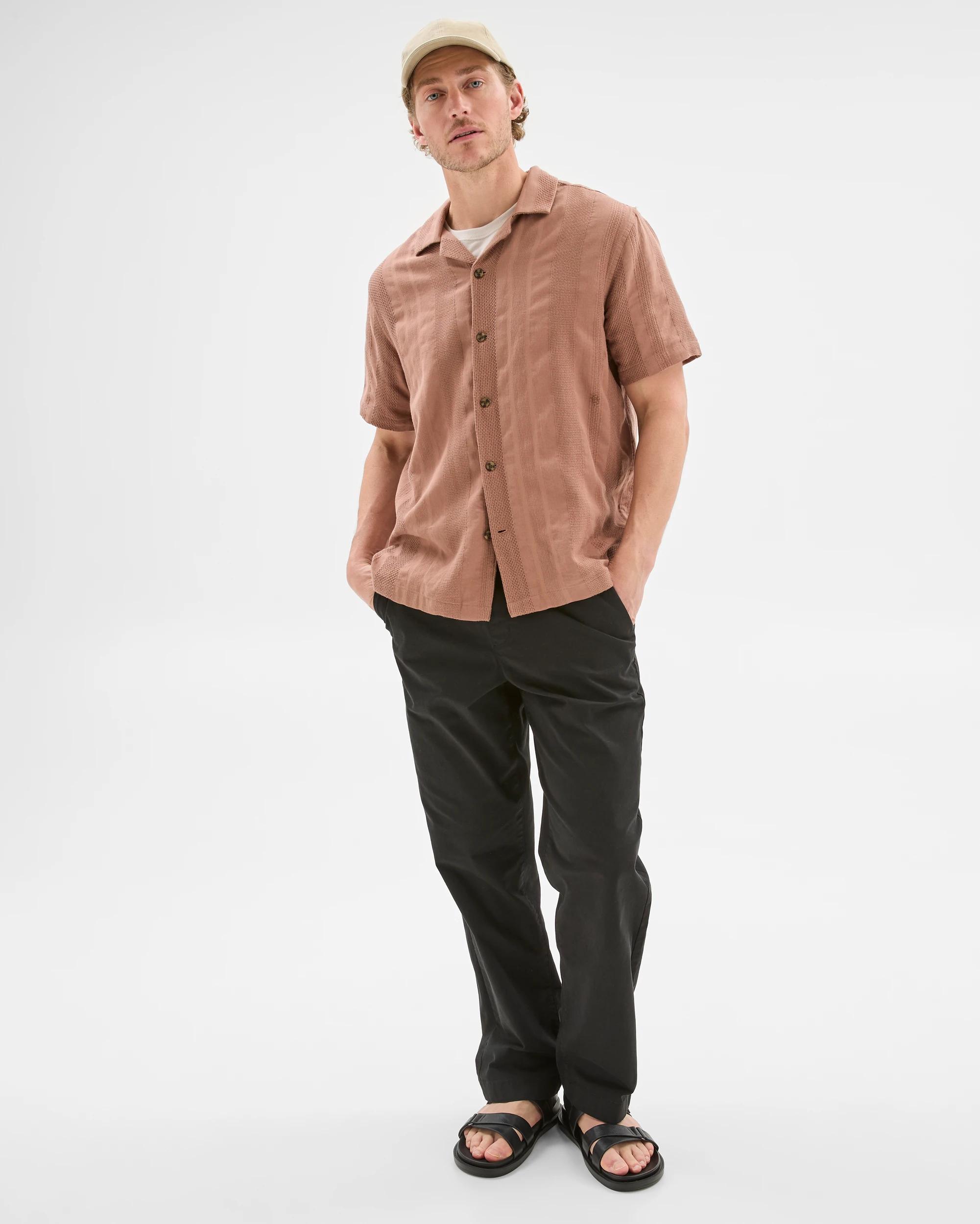 2 Target Australian Cotton Short Sleeve Stripe Shirt COGNAC, 2 of 6