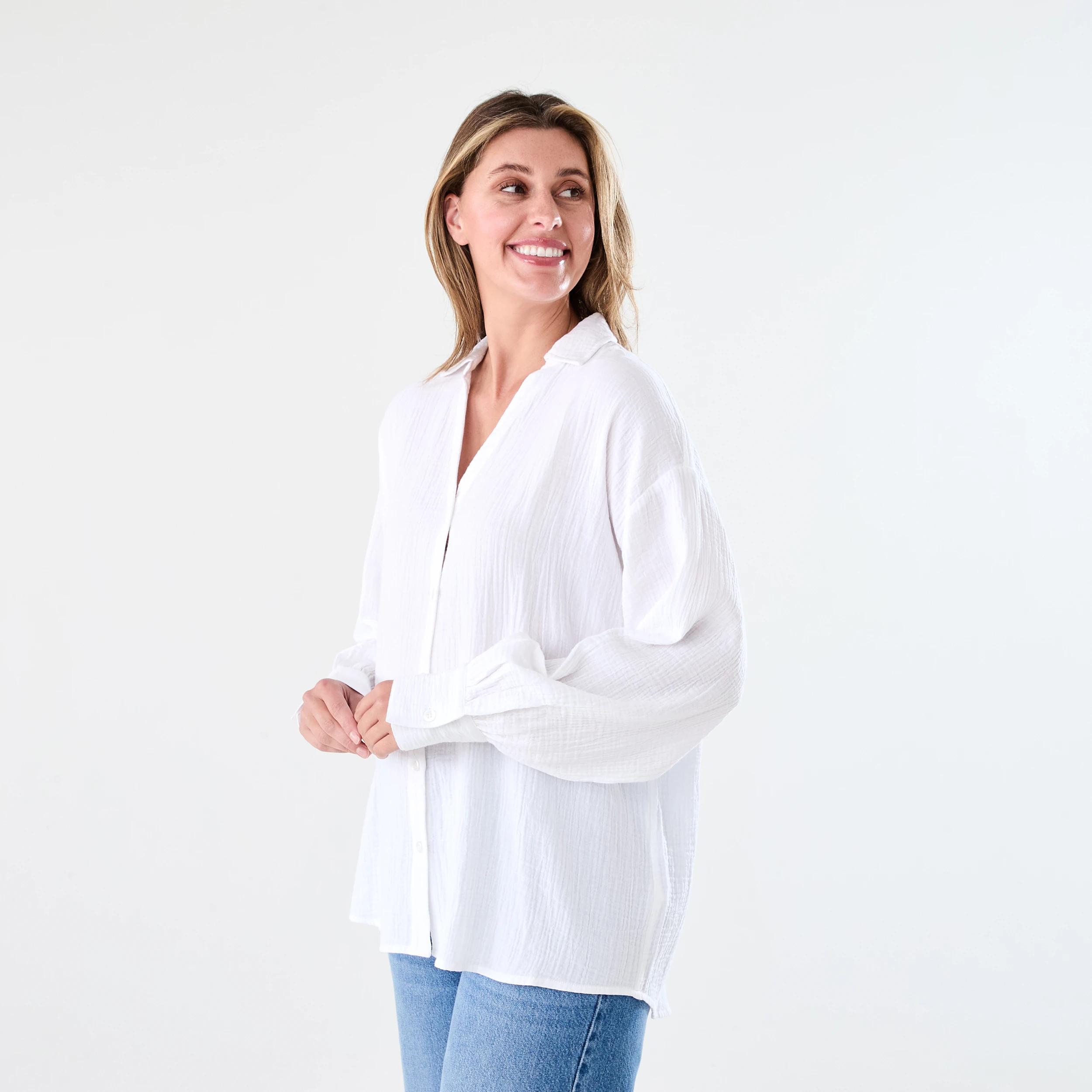 2 Long Sleeve Double Cloth Shirt White, 2 of 7