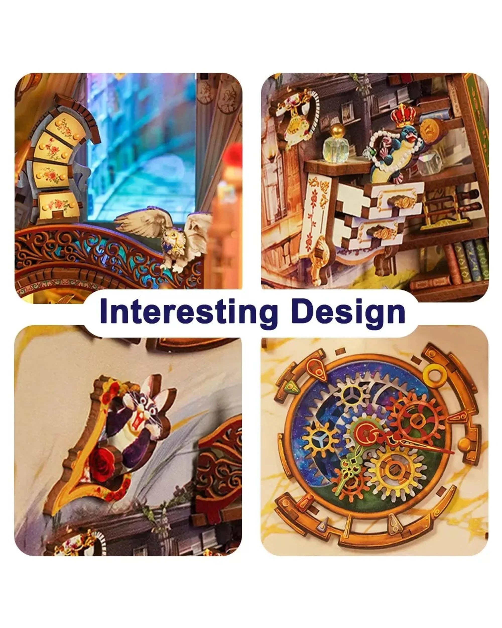 5 Tonecheer 3D Wooden Puzzle DIY Book Nook Kit - Magical Library, 5 of 10