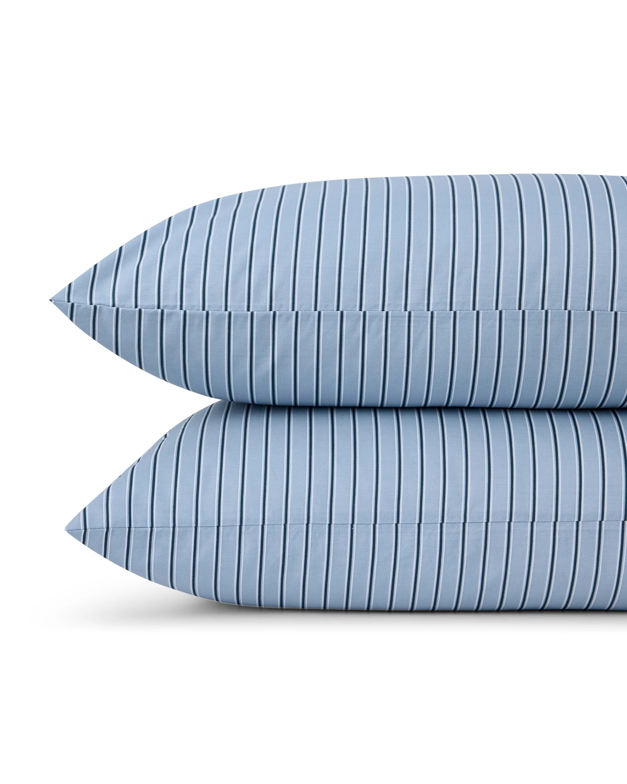 2 225 Thread Count Stripe Cotton Sheet Set - Double Bed, Blue, 2 of 6