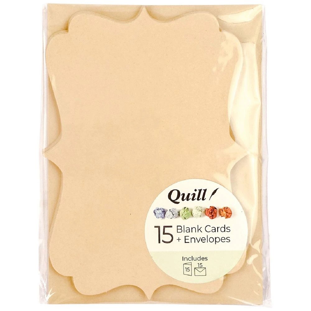 1 Quill 125 x 175mm Cards and Envelopes Vintage Die Cut 15 Pack, 1 of 5