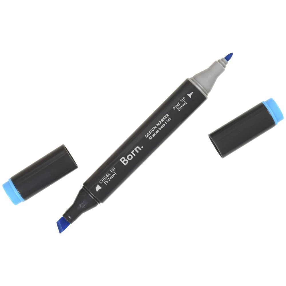 3 Born Professional Dual-Tip Artist Marker Process Blue B683, 3 of 4