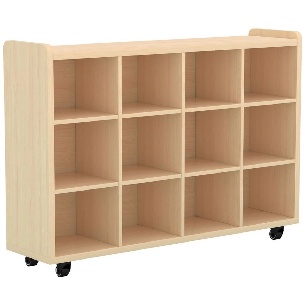 1 Young Kids Educational 12 Cube Mobile Storage Unit Oak Kids Storage & Furniture, 1 of 3