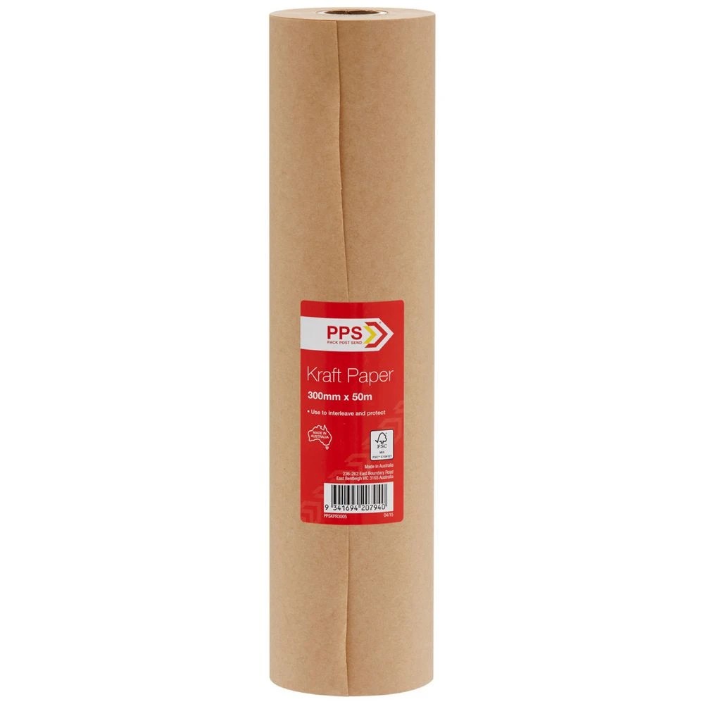 1 PPS Kraft Paper Roll 300mm x 50m, 1 of 2