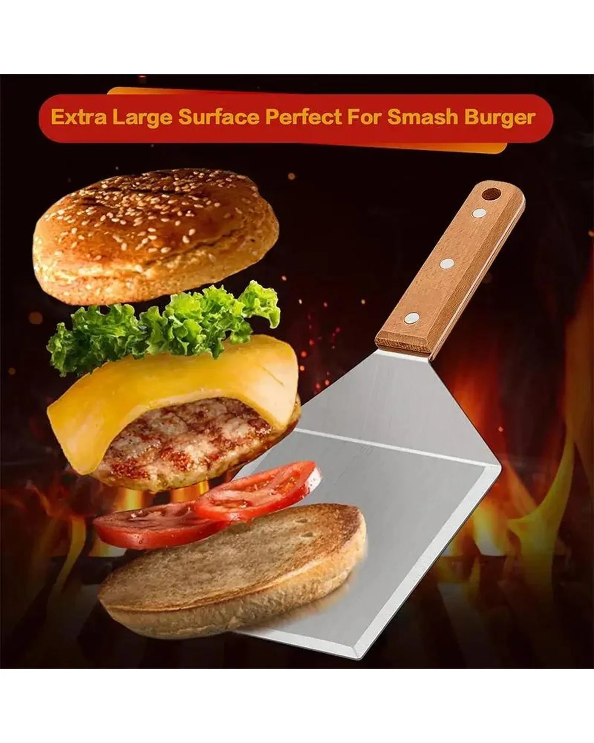 5 Flaming Coals Large Stainless Steel BBQ Spatula, 5 of 10
