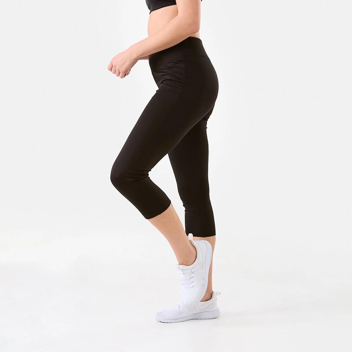 2 Active Womens Core Crop Everyday Comfort Leggings BLACK, 2 of 5