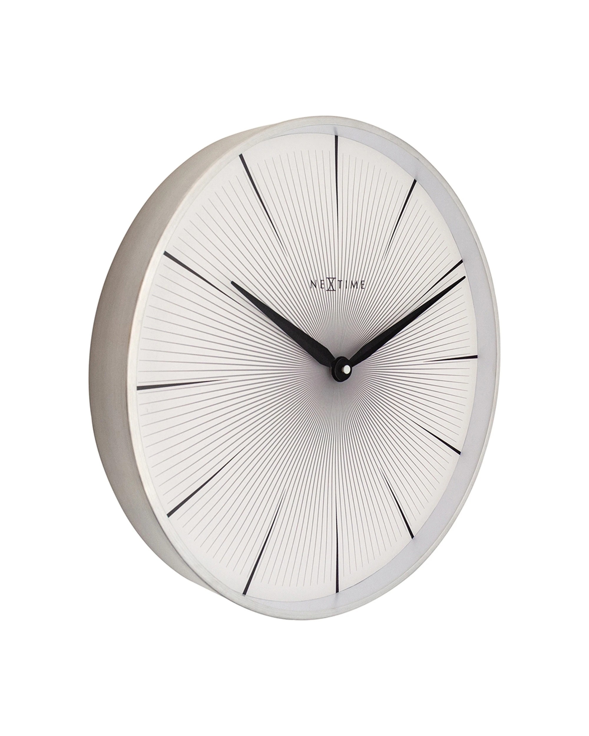 2 NEXTIME Wall Clock Silent Sweep Movement Aluminium Case Glass Lens 40cm - White, 2 of 5