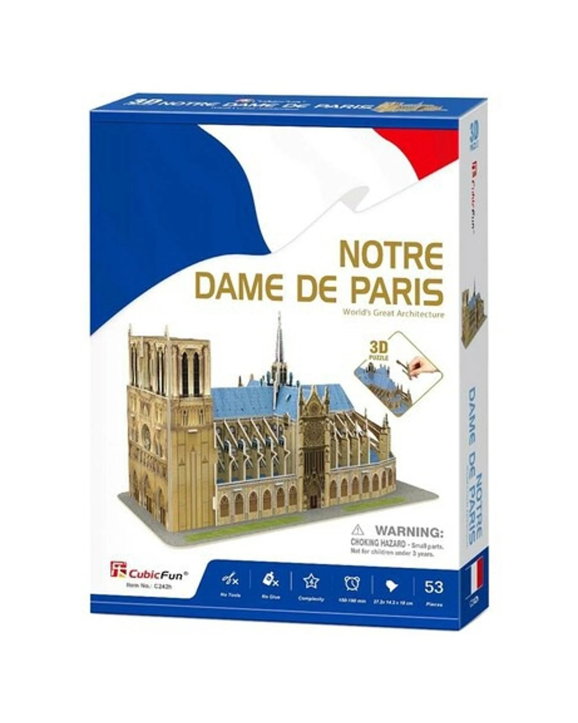 4 CubicFun Notre Dame de Paris 53 Piece 3D Model Kit, 4 of 5