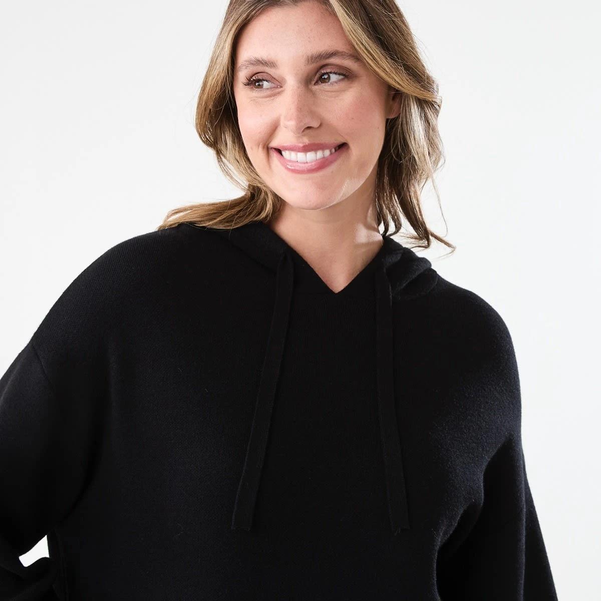 4 Compact Knit Hoodie Black, 4 of 8