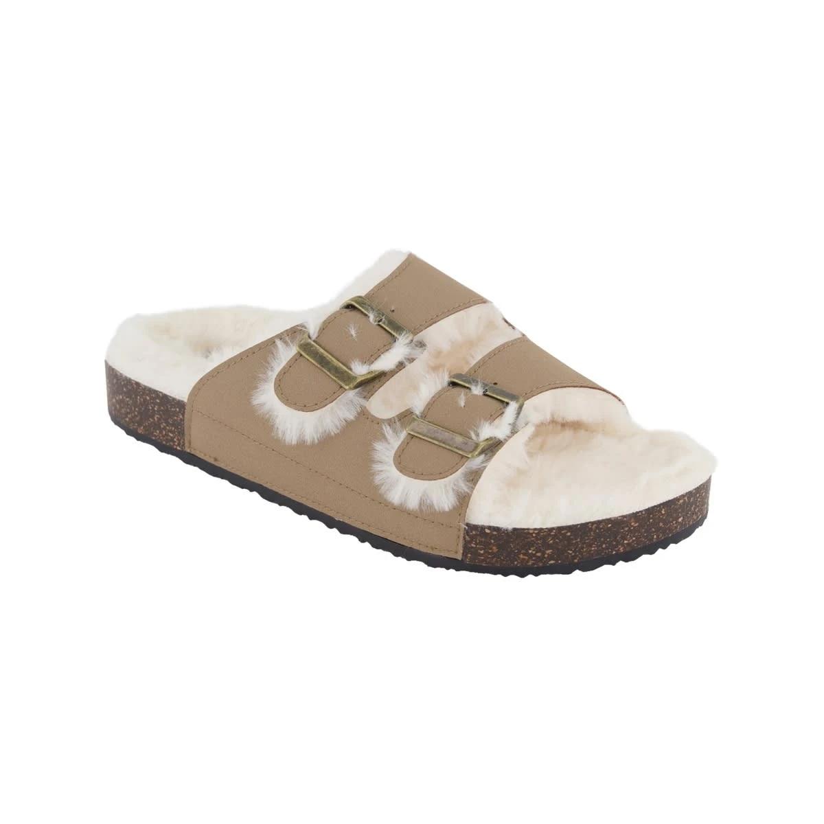 1 Lined Two Band Footbed Slides CHESTNUT TAN, 1 of 3
