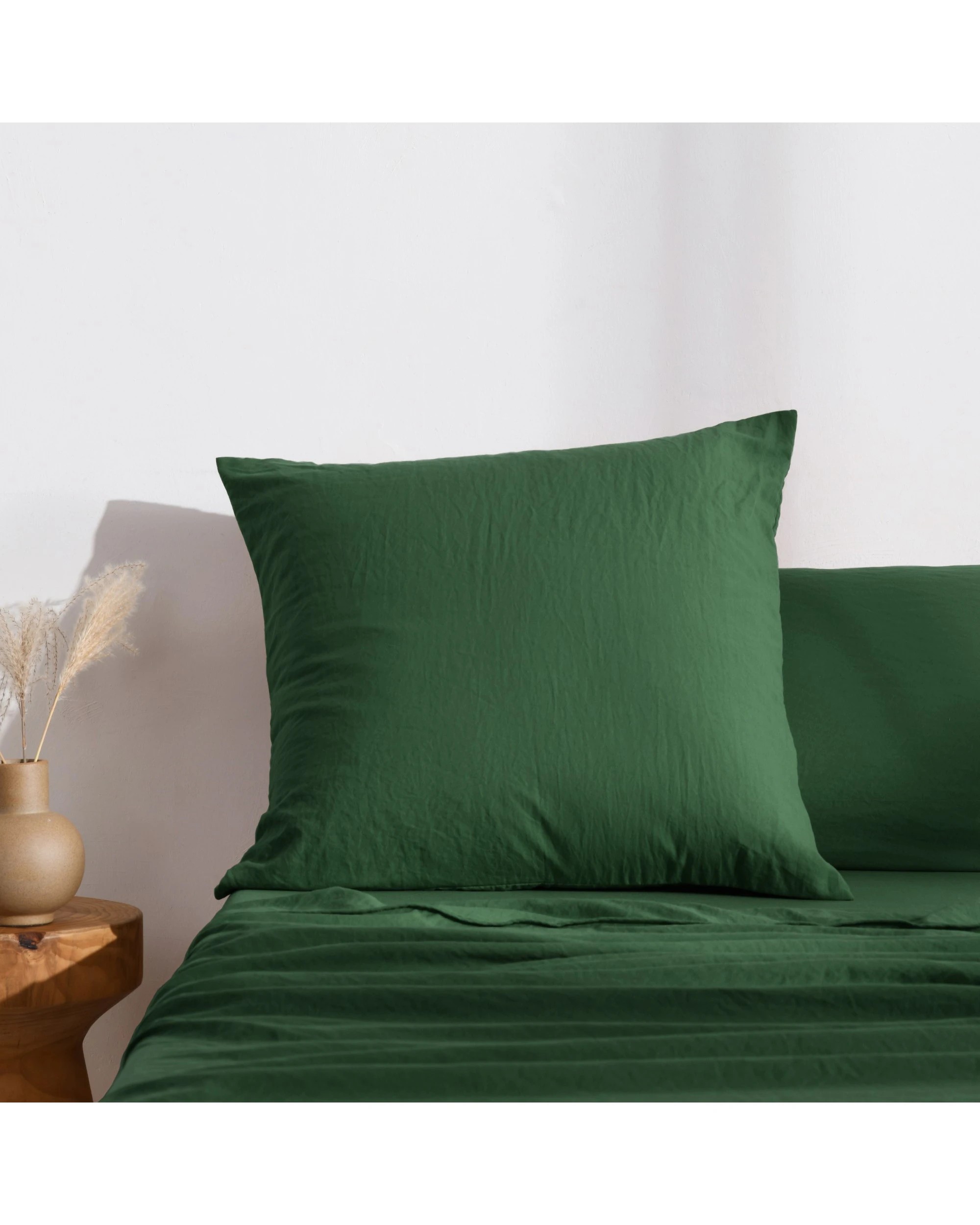 1 Dreamaker Superfine Washed Microfibre European Pillowcase - Hunter Green, 1 of 5