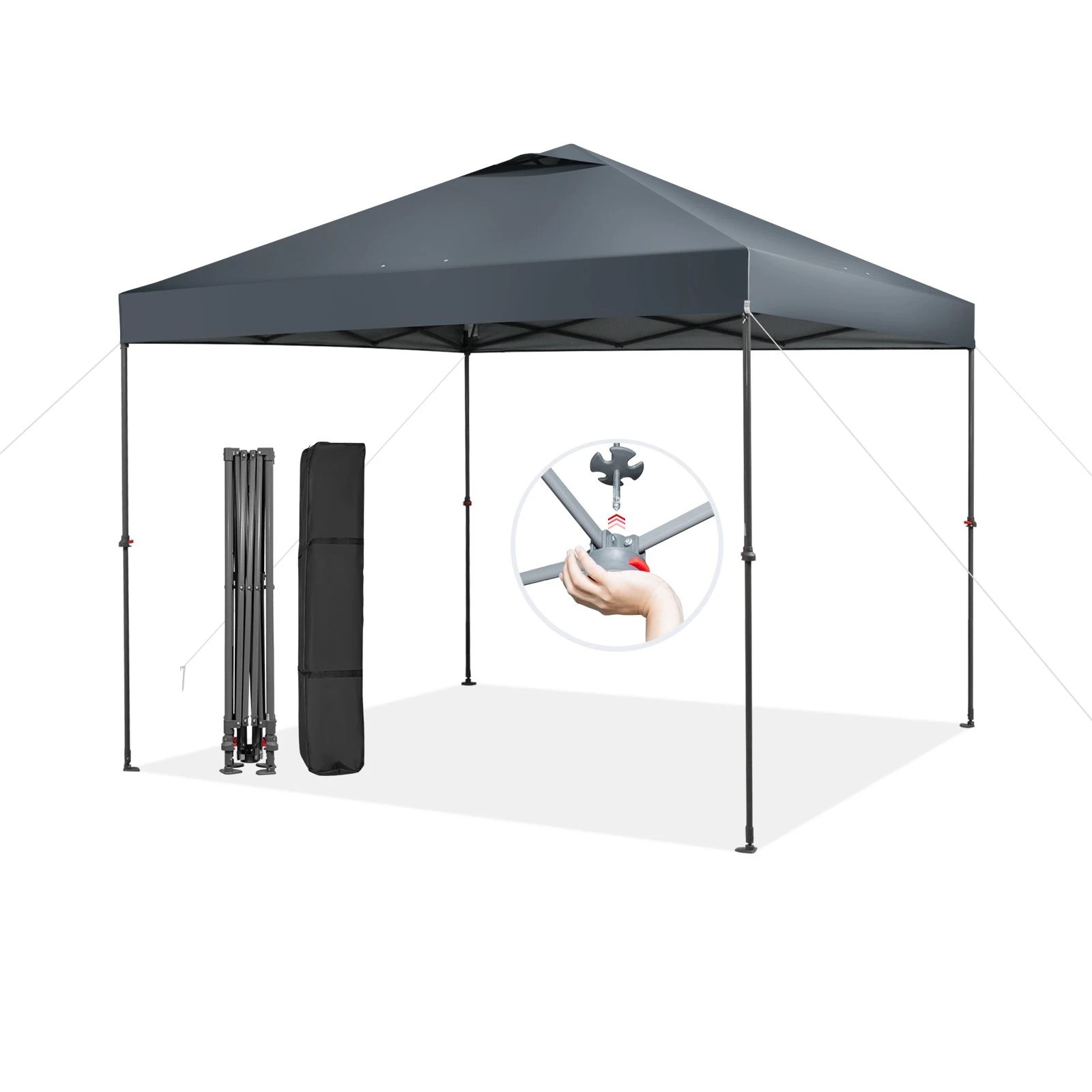1 Costway 3x3m Gazebo Pop-up Marquee Folding Canopy Tent - Grey, 1 of 1