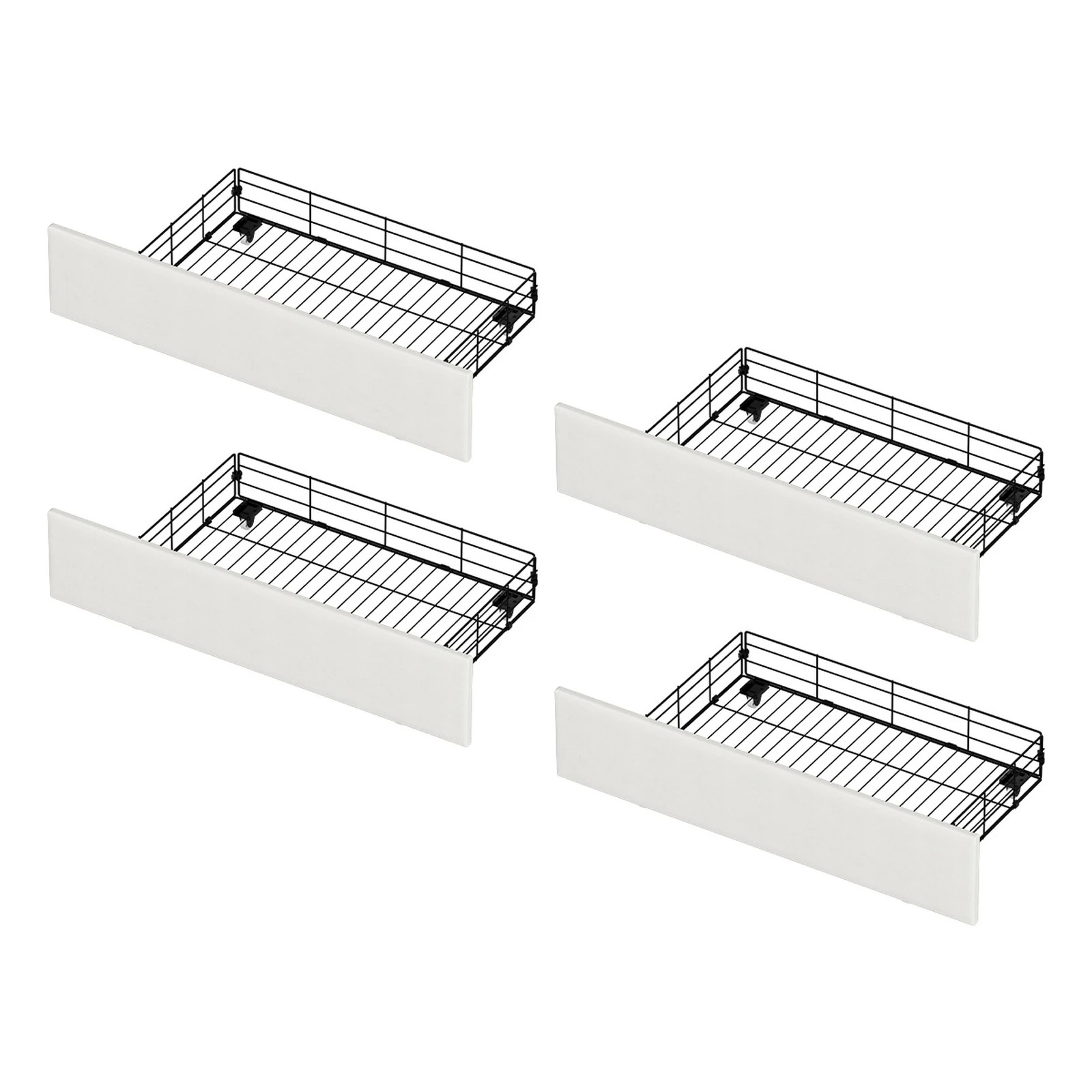 1 Oikiture Bed Frame Trundle Storage Metal Drawers Set of 4 - White, 1 of 8