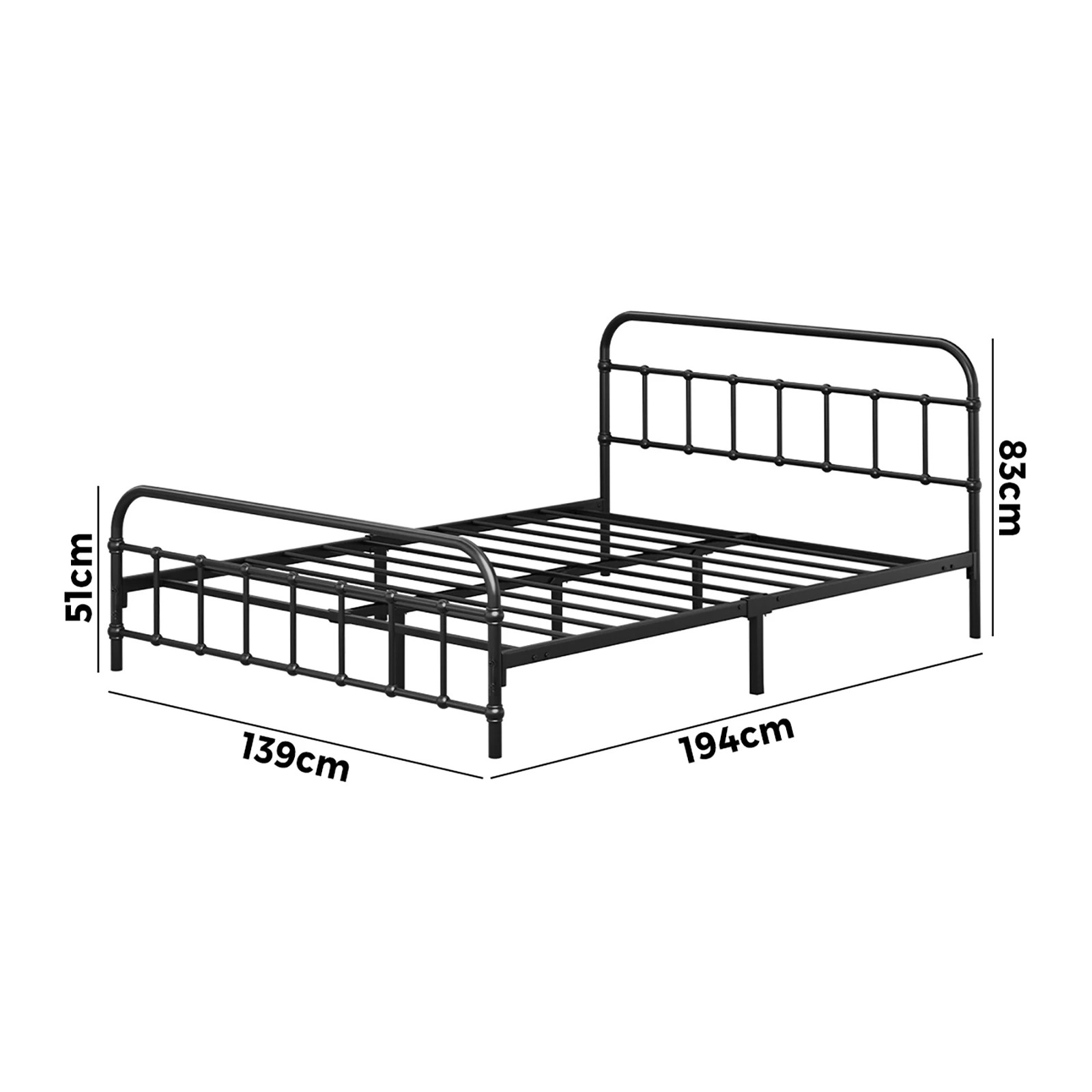 9 Oikiture Metal Bed Frame Double Size Bed Base Platform
 - Black, 9 of 9