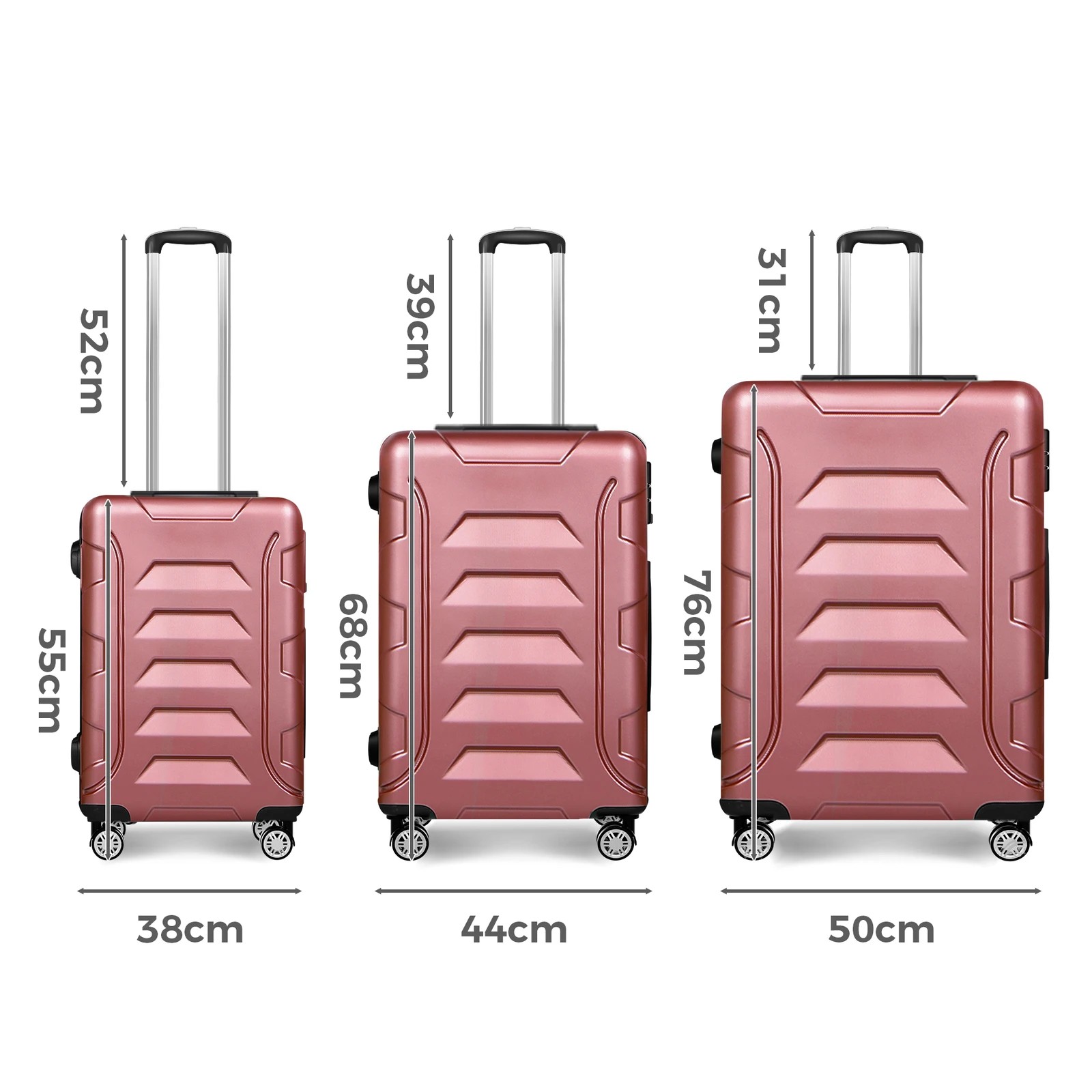 9 Alfordson Luggage 3PCS Set Suitcase Trolley TSA Carry on Hard Case - Pink, 9 of 10