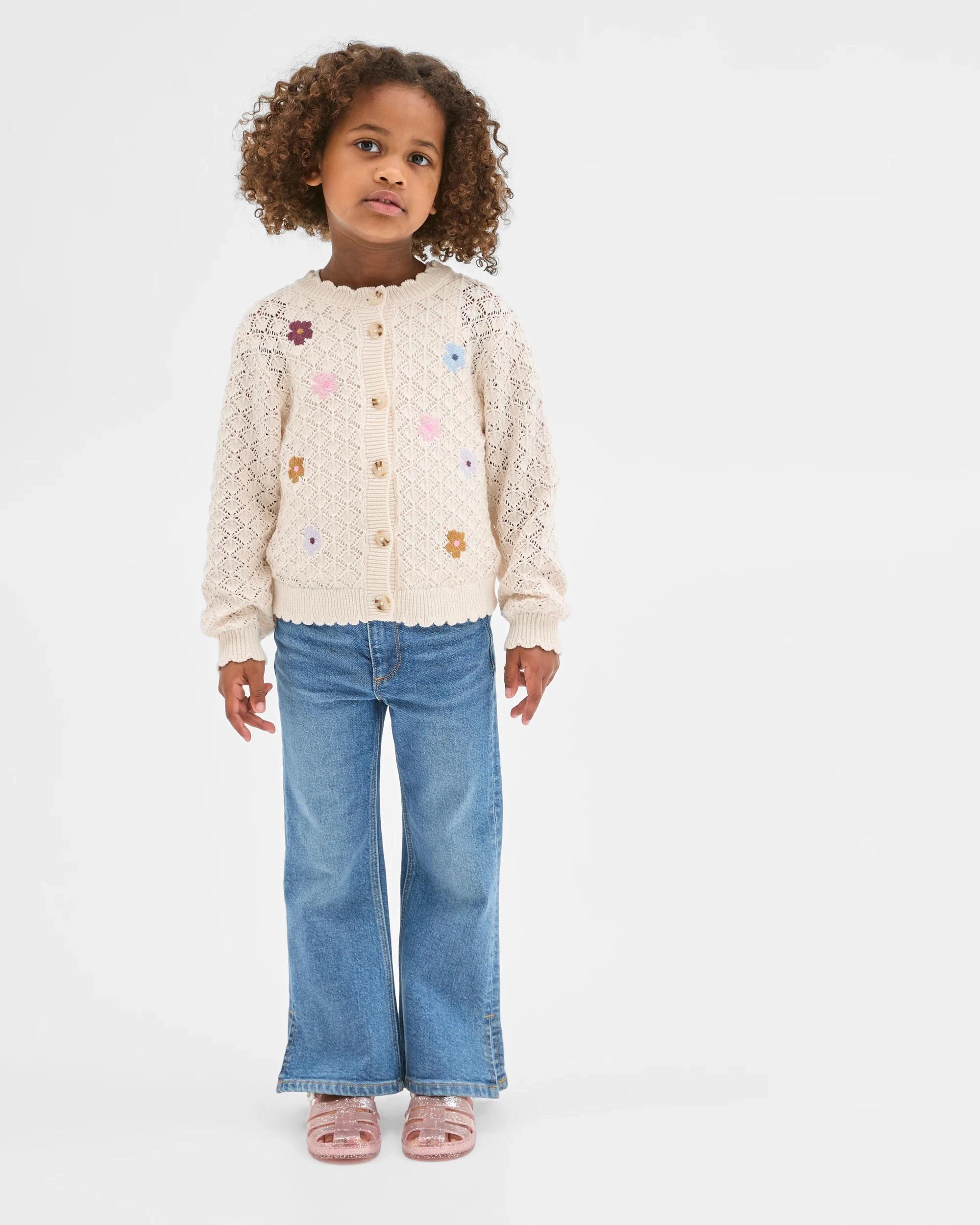 3 Target Kids Australian Cotton Lightweight Knit Cardigan DITSY CREAM, 3 of 7