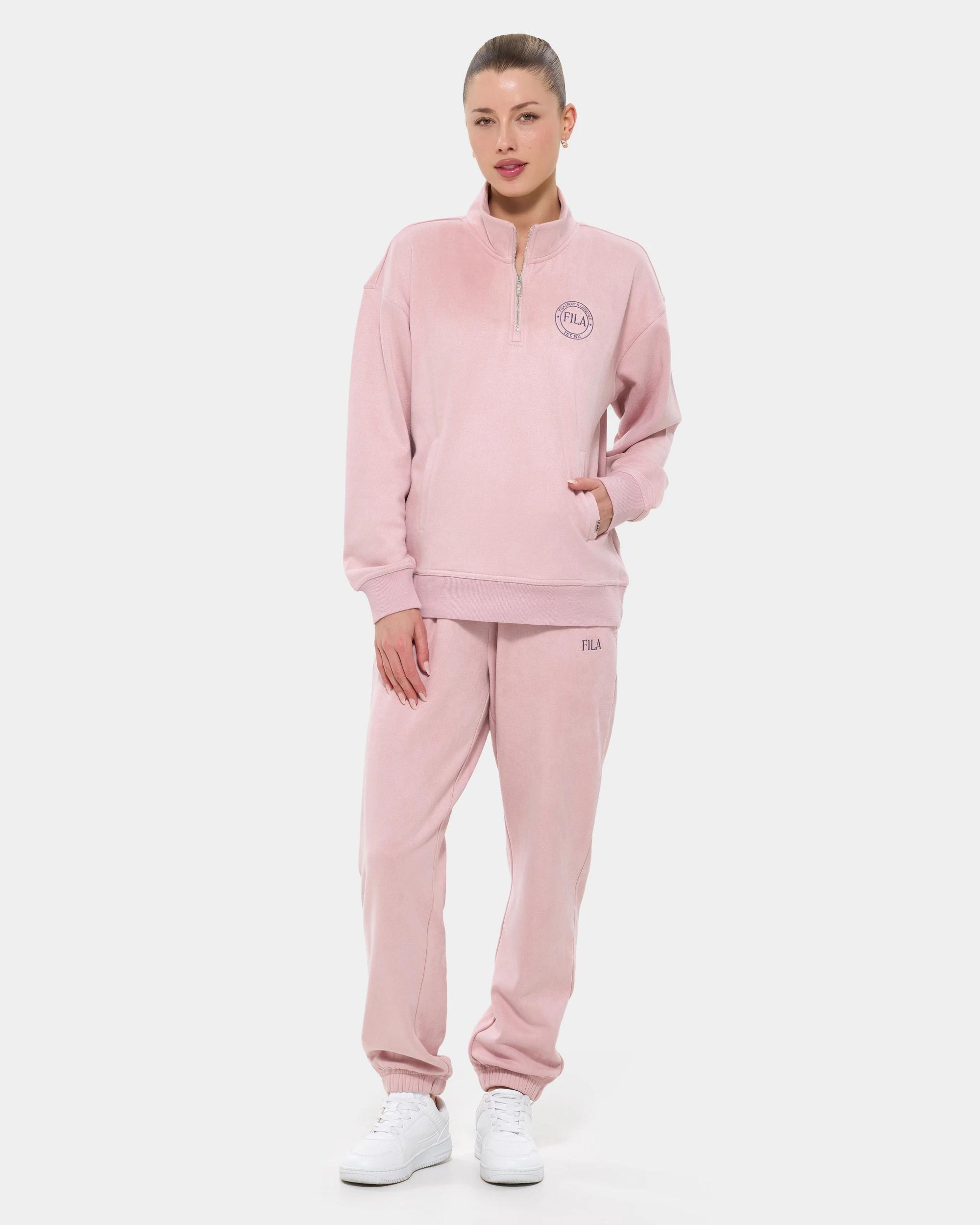 2 Fila Alba Quarter Zip Jumper DARK BLUSH, 2 of 7