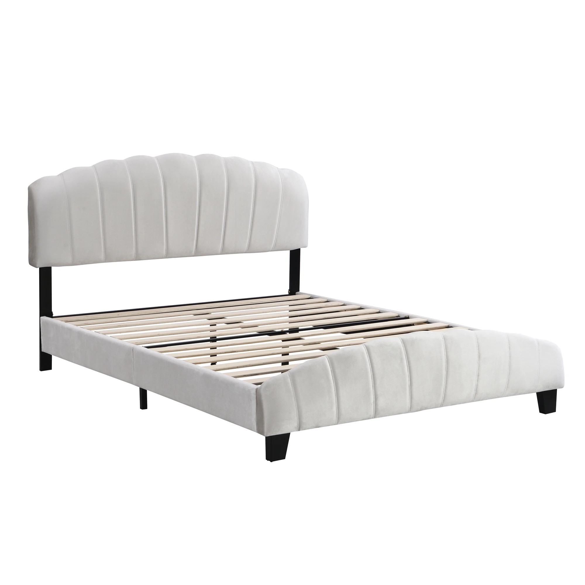 1 IHOMDEC BEF04 Double Shell-Style Bed Base - Beige - Beige, 1 of 10